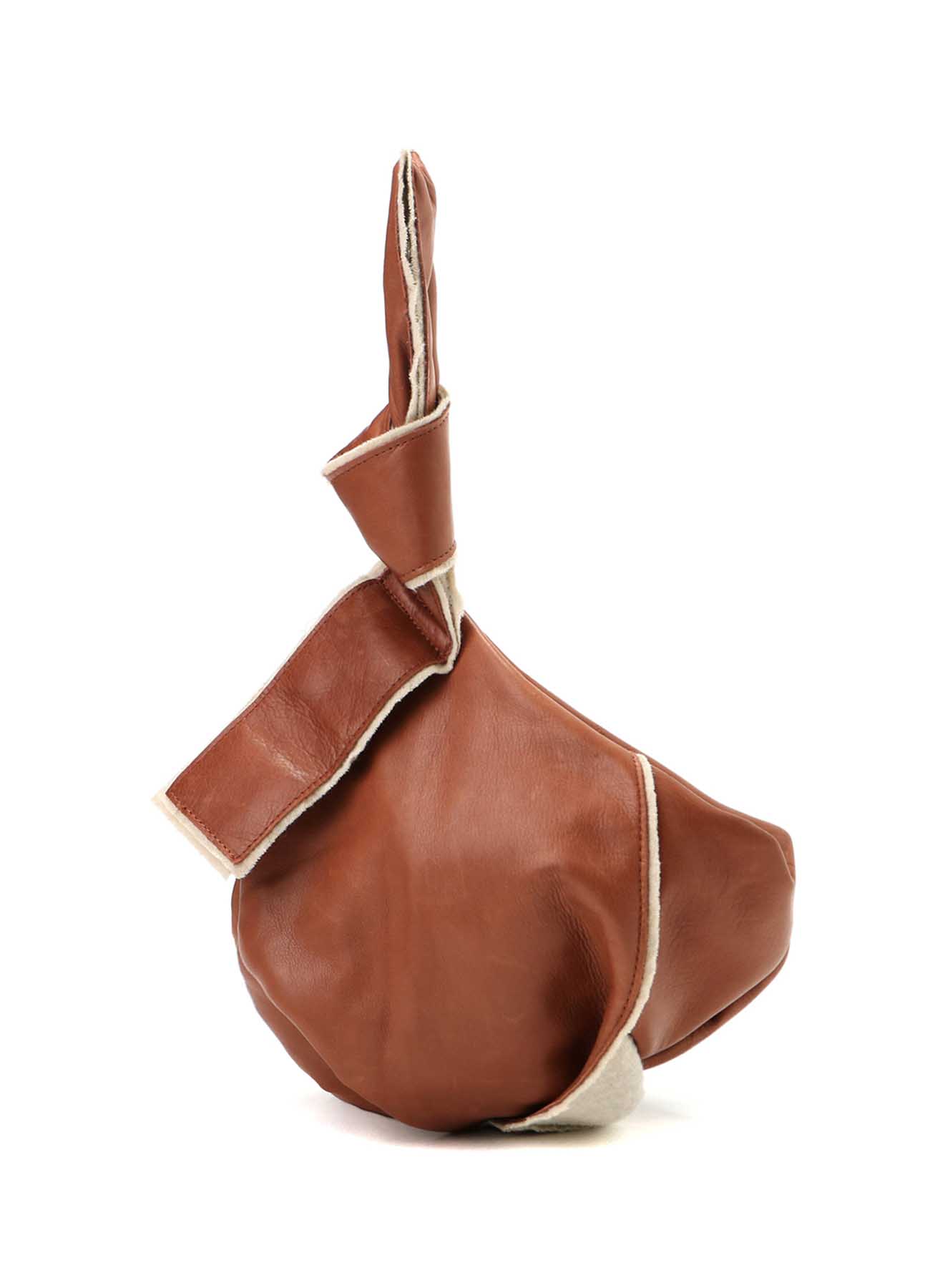 SMALL SCRUNCHED LEATHER HANDHELD BAG