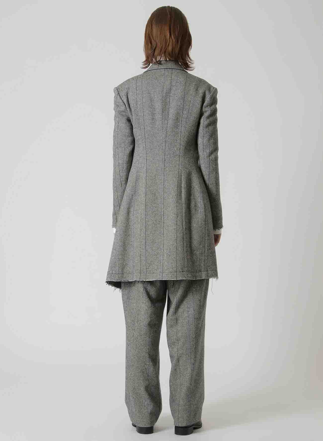 WOOL TWEED HERRINGBONE ASYMMETRIC JACKET