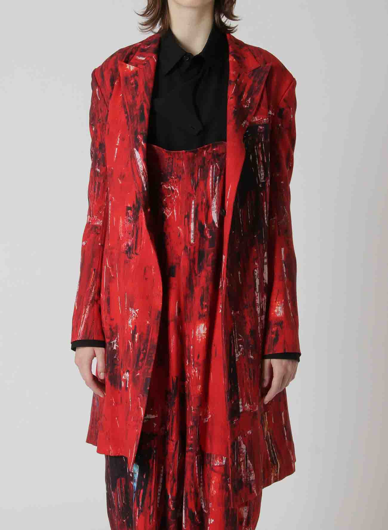 OIL PAINT PRINT RAYON ASYMMETRIC JACKET