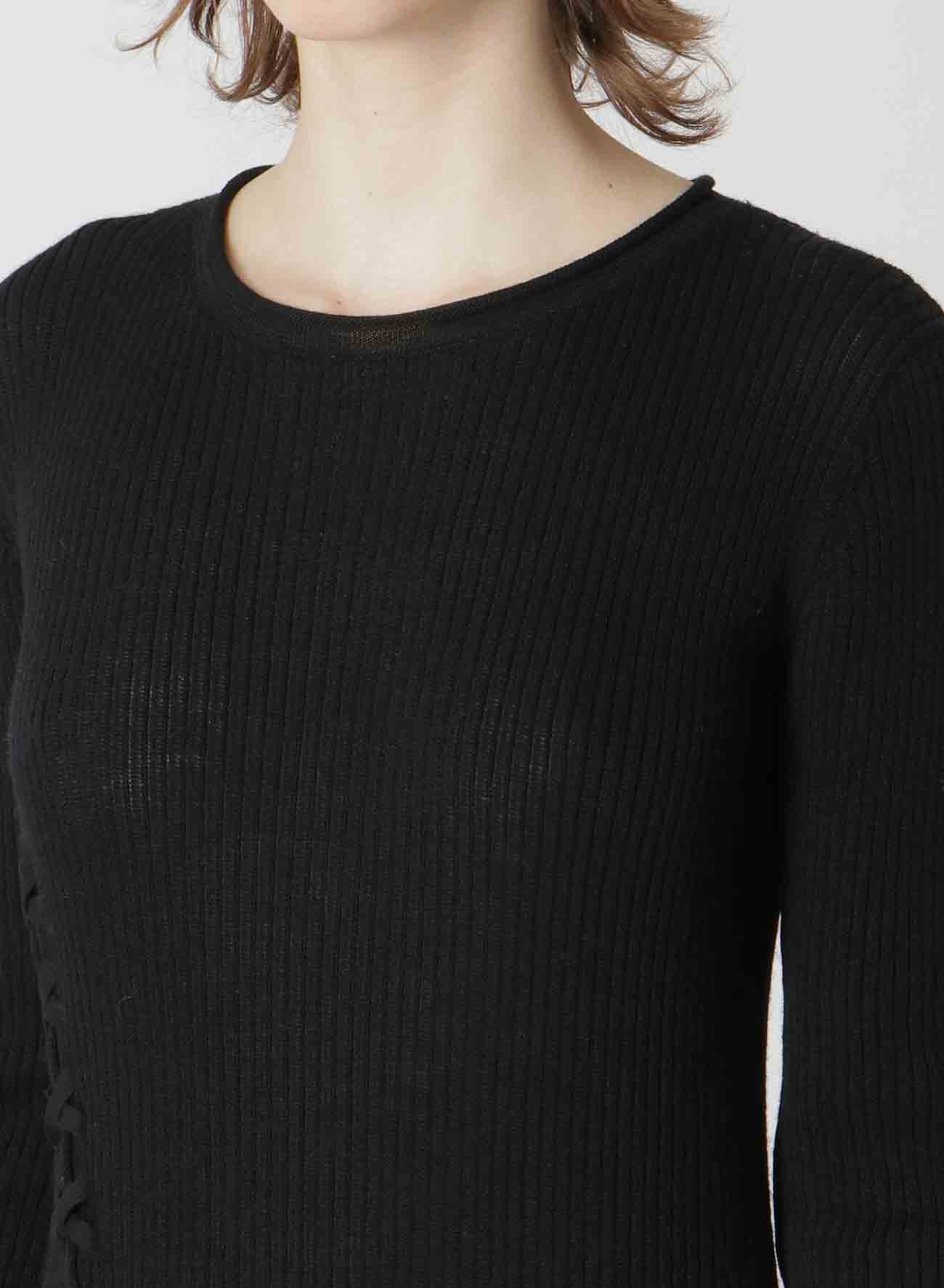WOOL LACE-UP SIDE DETAIL SWEATER