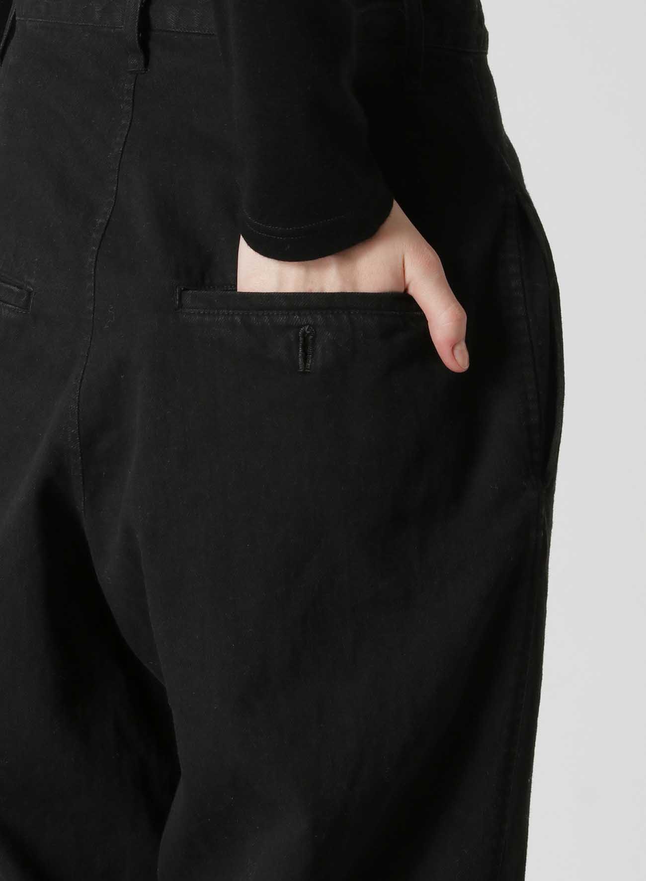 8oz BLACK DENIM SINGLE PLEATED PANTS