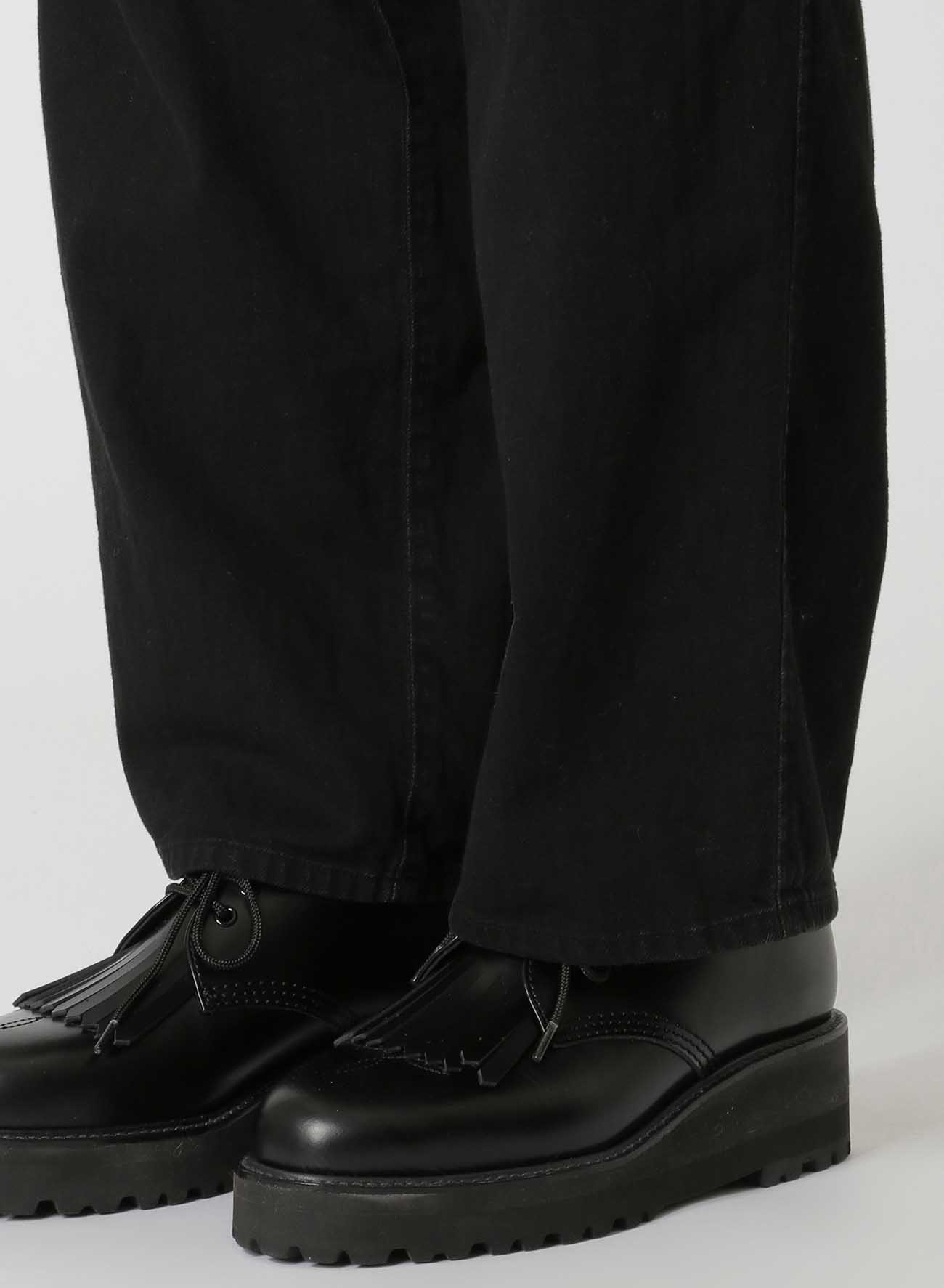 8oz BLACK DENIM SINGLE PLEATED PANTS