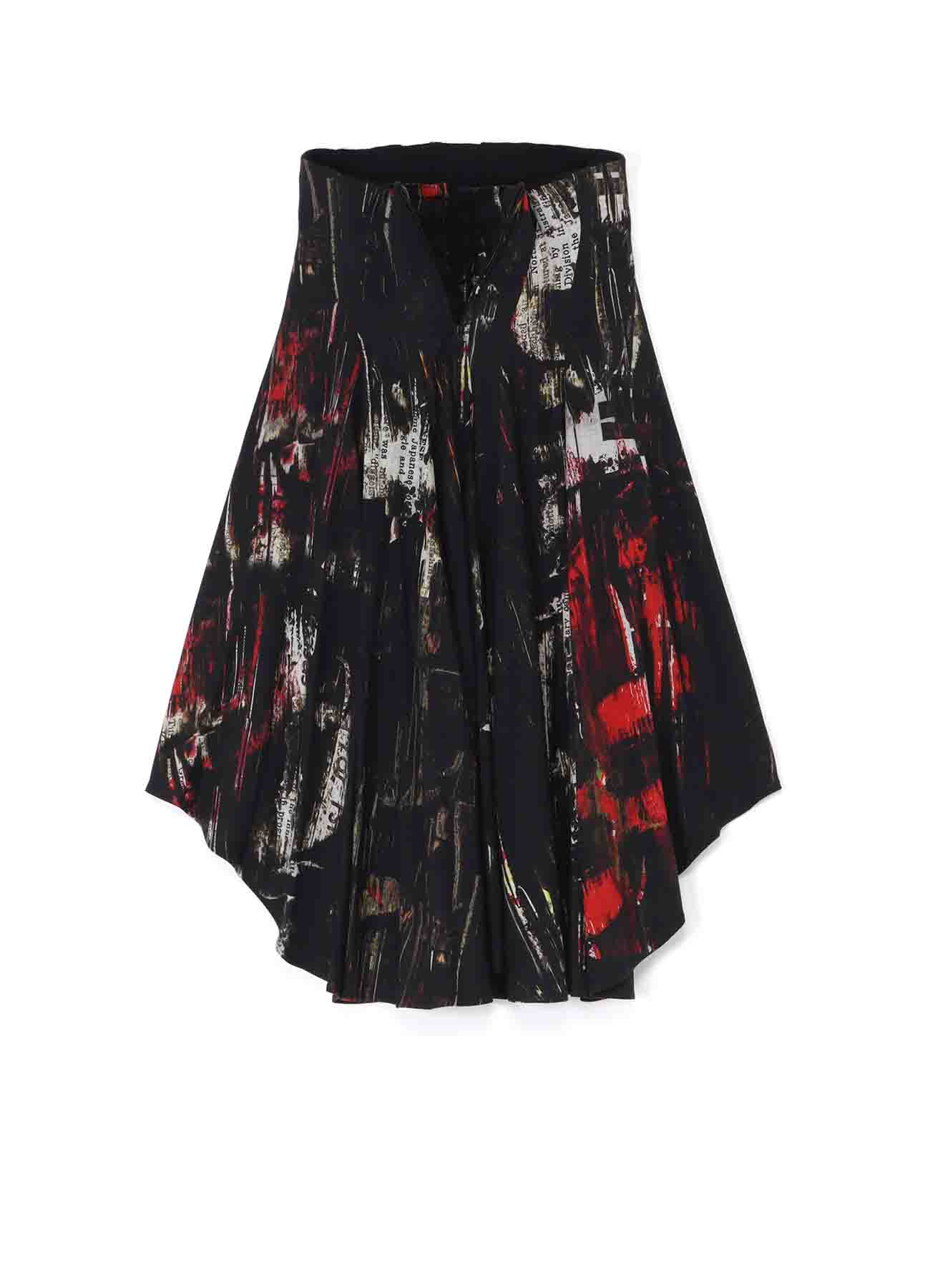 OIL PAINT PRINT LACE-UP DETAIL RAYON SKIRT