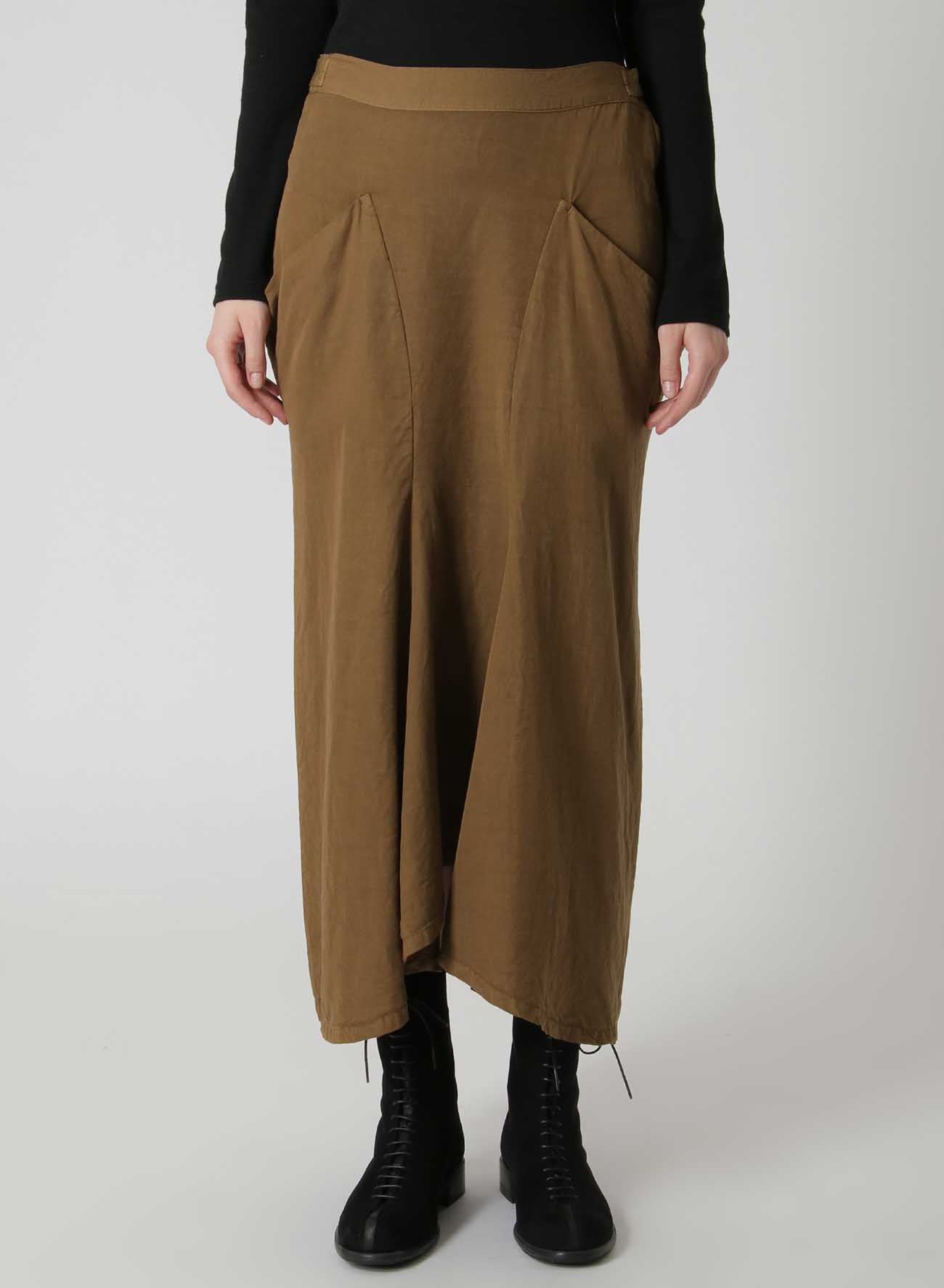 CELLULOSE TWILL GARMENT-DYED LONG POCKET SKIRT