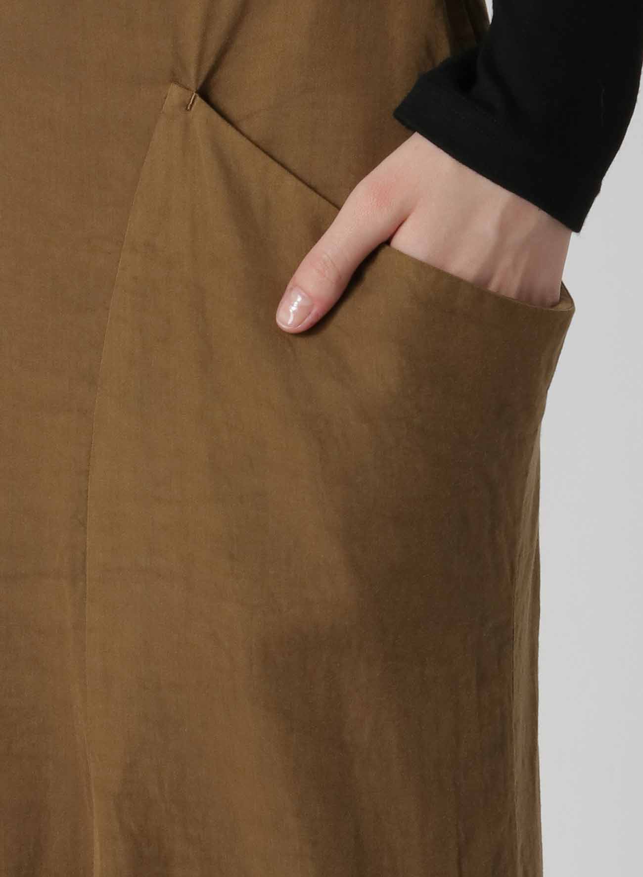 CELLULOSE TWILL GARMENT-DYED LONG POCKET SKIRT