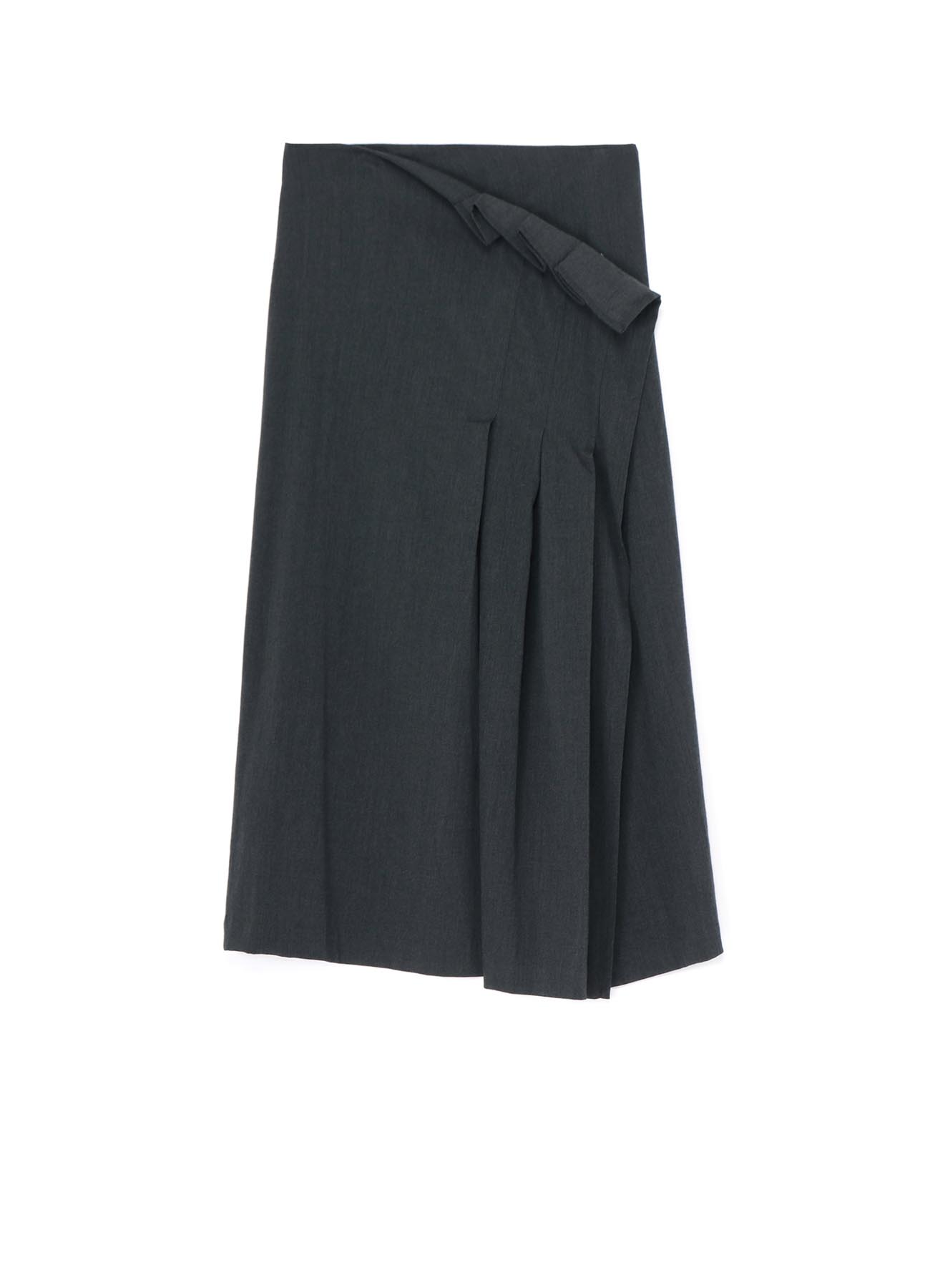 WRINKLED WOOL/RAYON TWILL PLEATED WRAP SKIRT