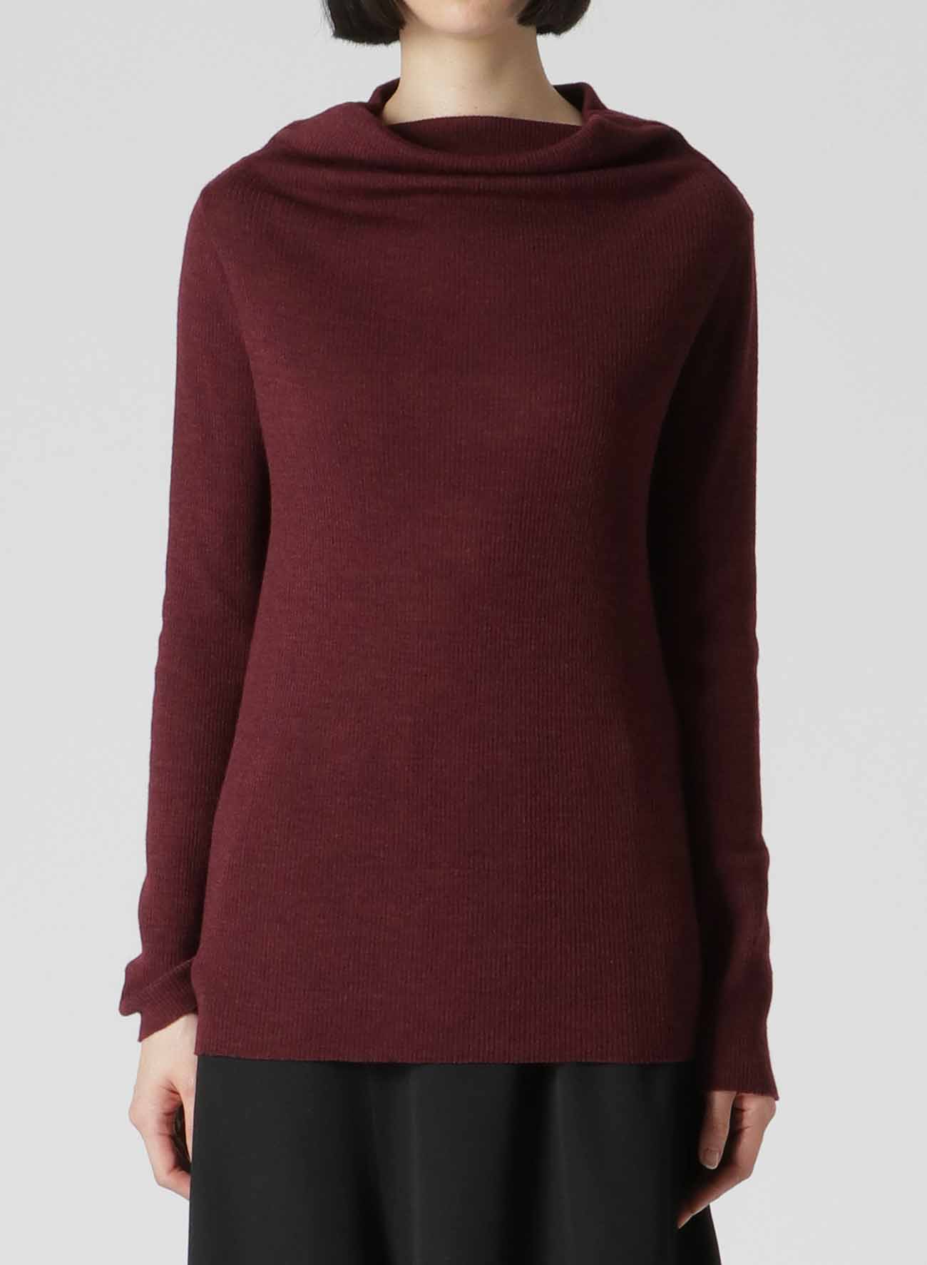 RIBBED HIGH NECK LONG SLEEVE T-SHIRT