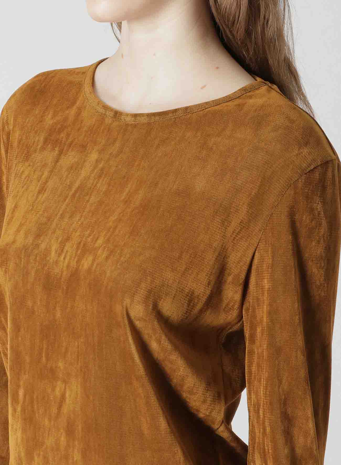 POLYESTER TULLE ROUND NECK LONG SLEEVE T-SHIRT