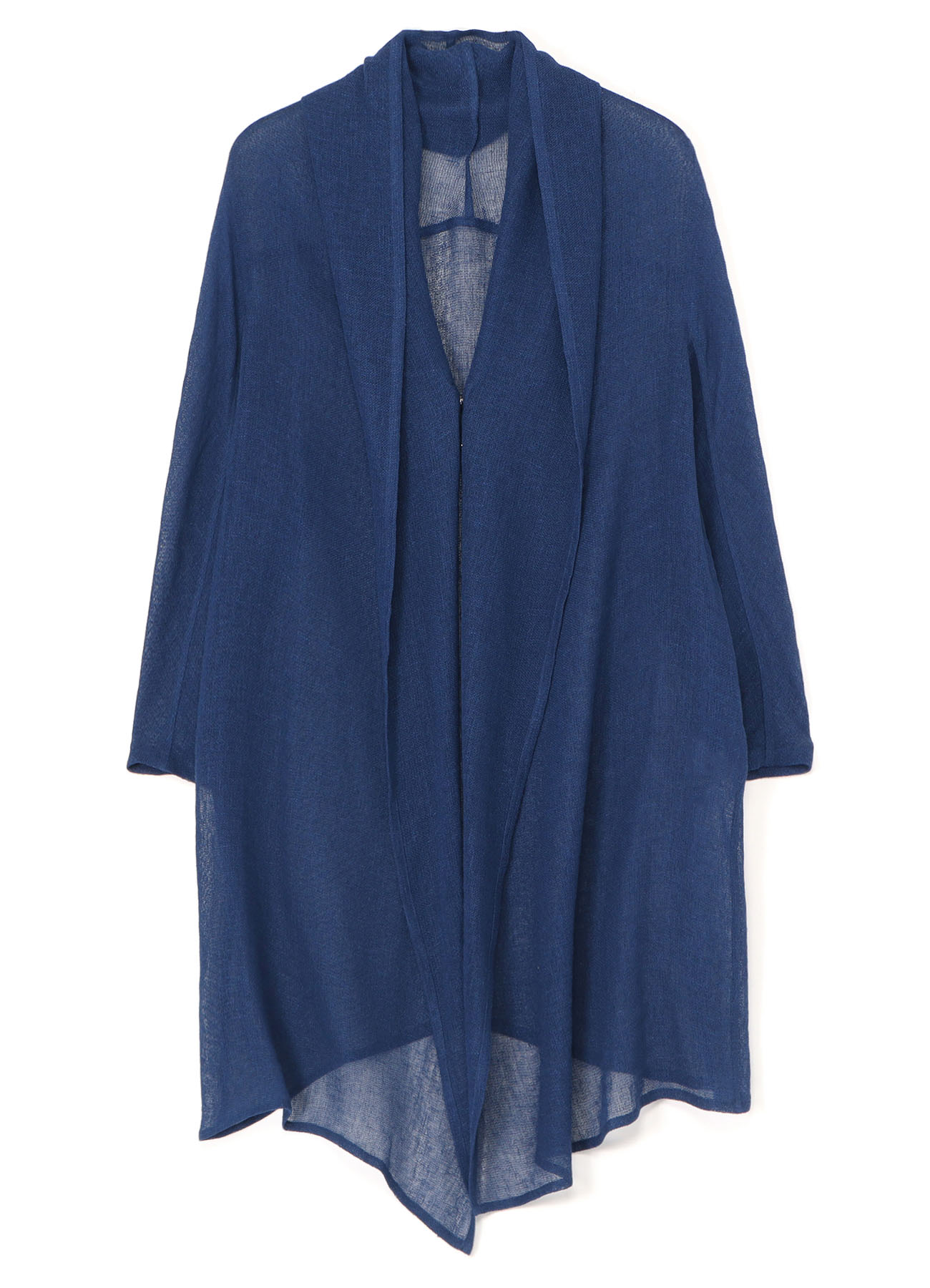 LENO CLOTH SHAWL COLLAR LONG CARDIGAN