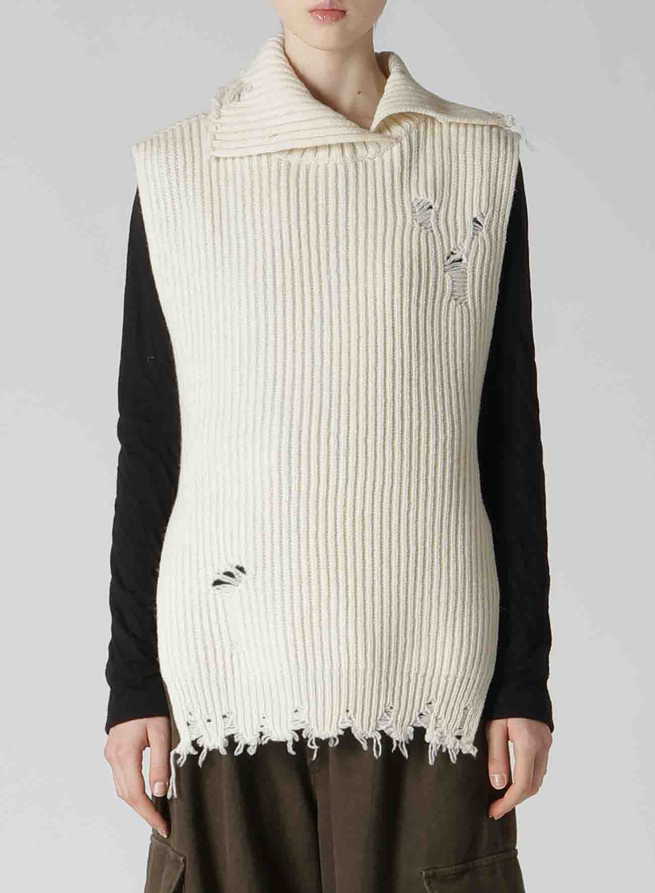 LAMB WOOL DAMAGED KNIT VEST