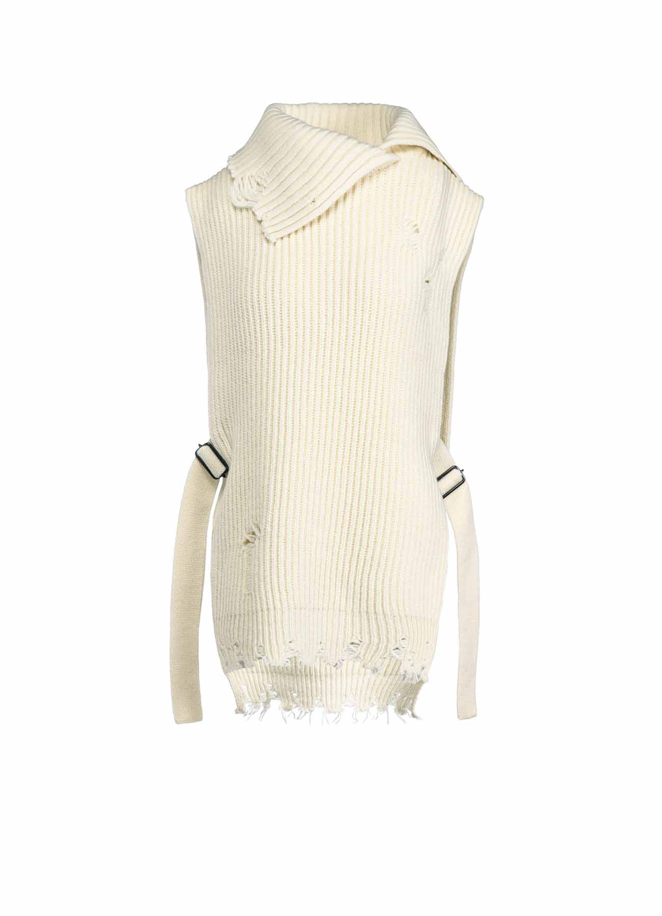 LAMB WOOL DAMAGED KNIT VEST