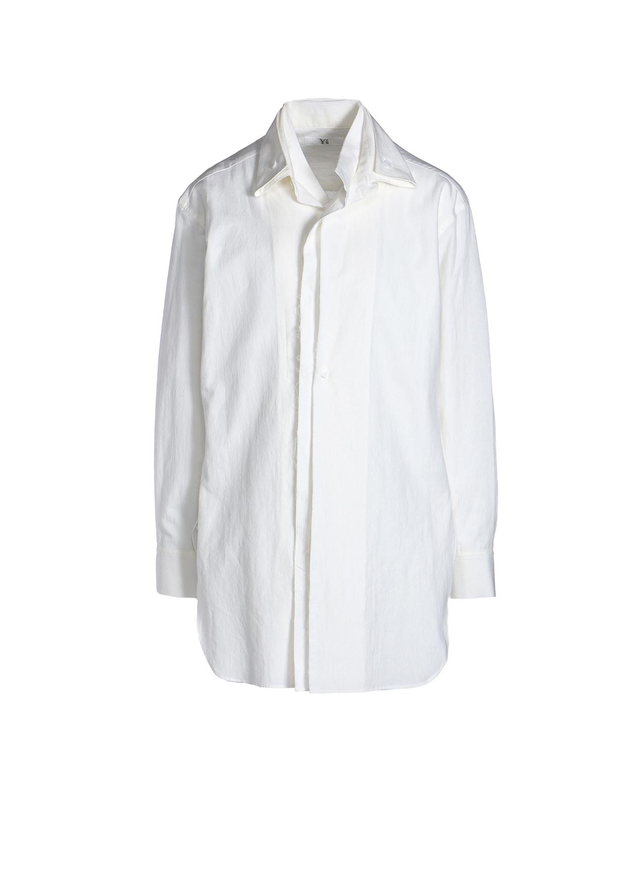 COTTON LINEN UNTWIST LAWN DOUBLE COLLAR SHIRT