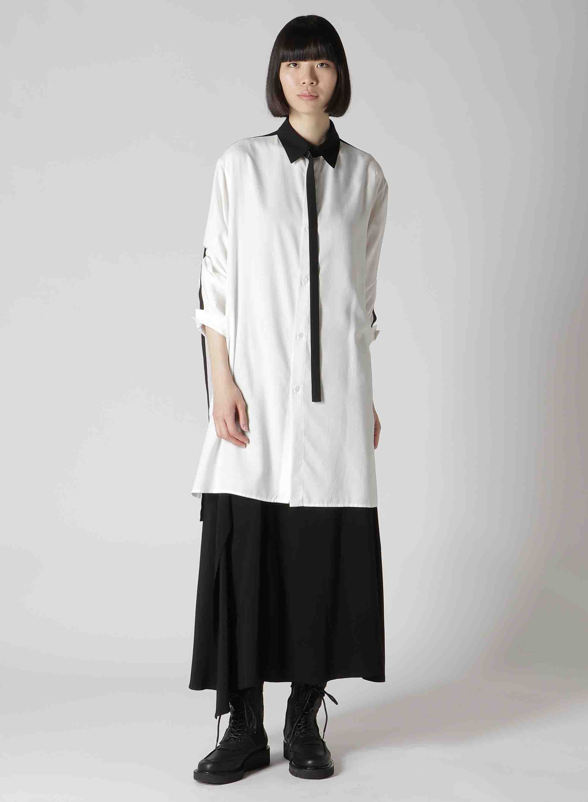 80/2 BROAD COLLAR/SLEEVE OPEN TAB BLOUSE