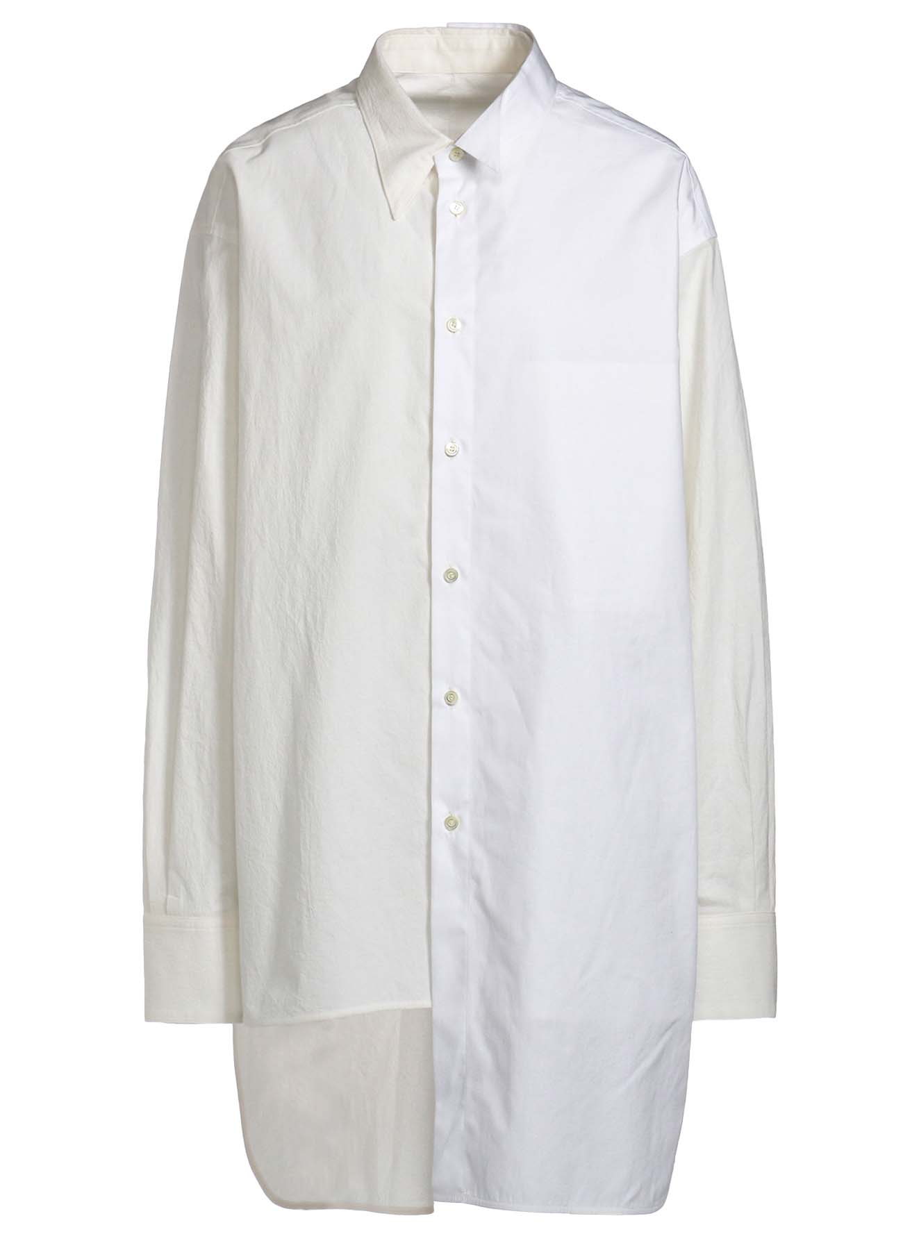 HIGH TWISTED COTTON DOUBLE LAYERED WING COLLAR SHIRT