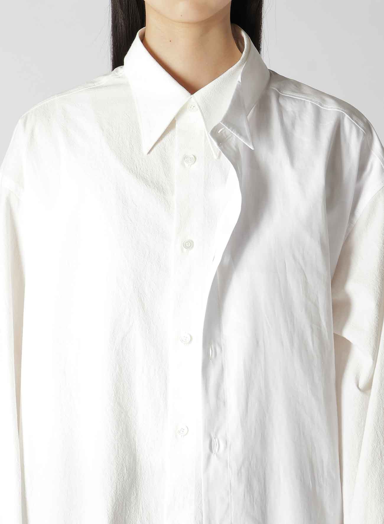 HIGH TWISTED COTTON DOUBLE LAYERED WING COLLAR SHIRT