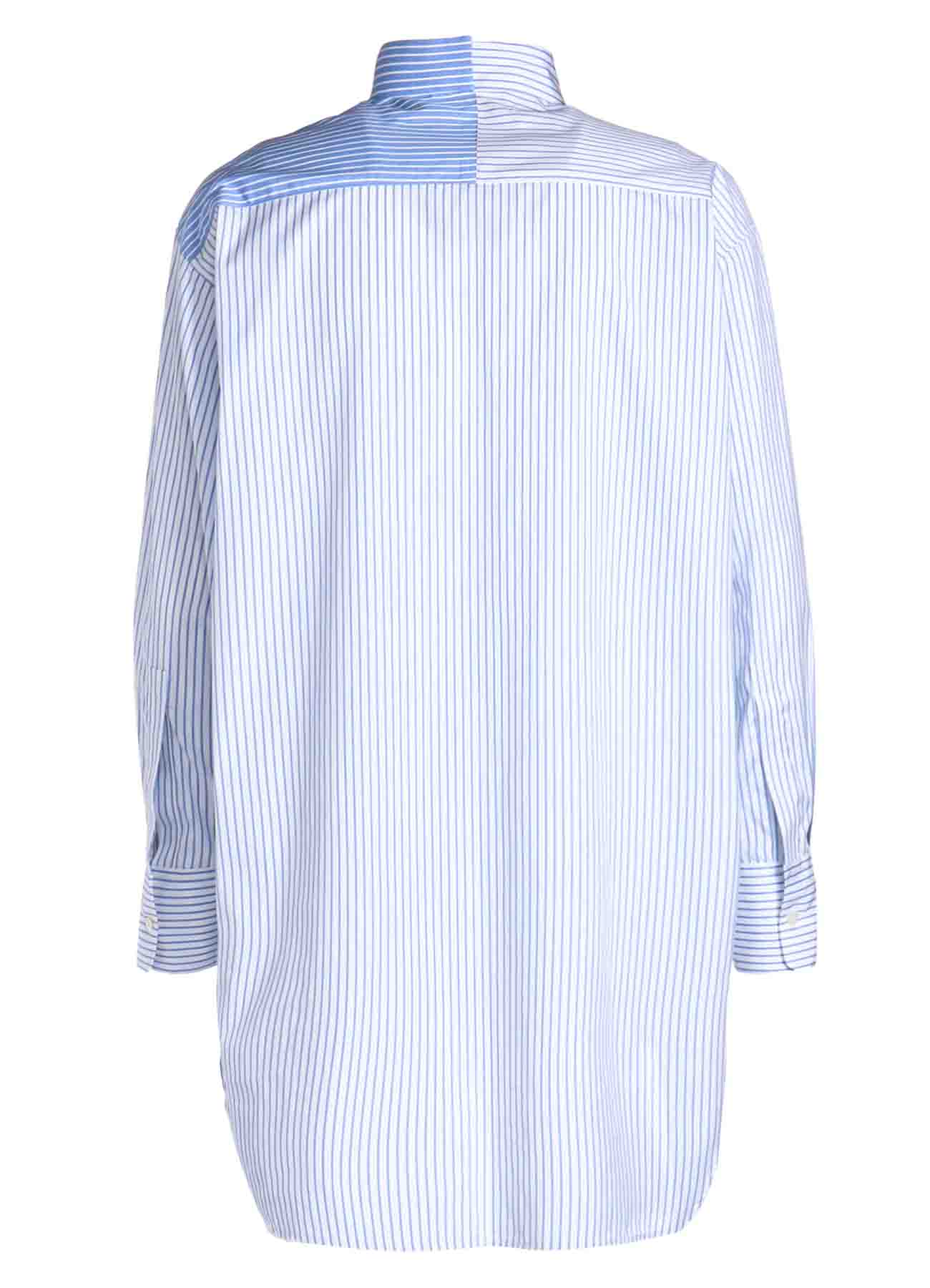 STRIPE DOUBLE LAYERED WING COLLAR SHIRT