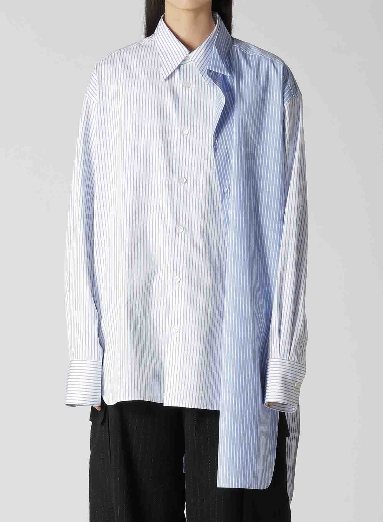 STRIPE DOUBLE LAYERED WING COLLAR SHIRT