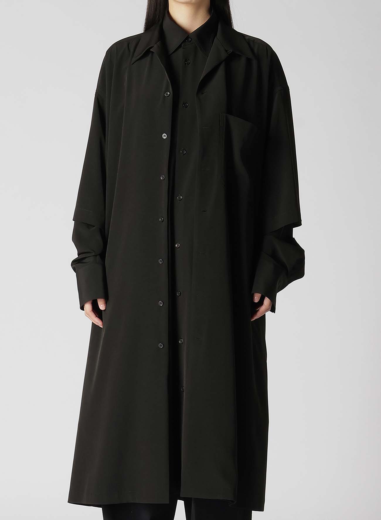 TRIACETATE/POLYESTER DOUBLE LAYERED LONG SHIRT