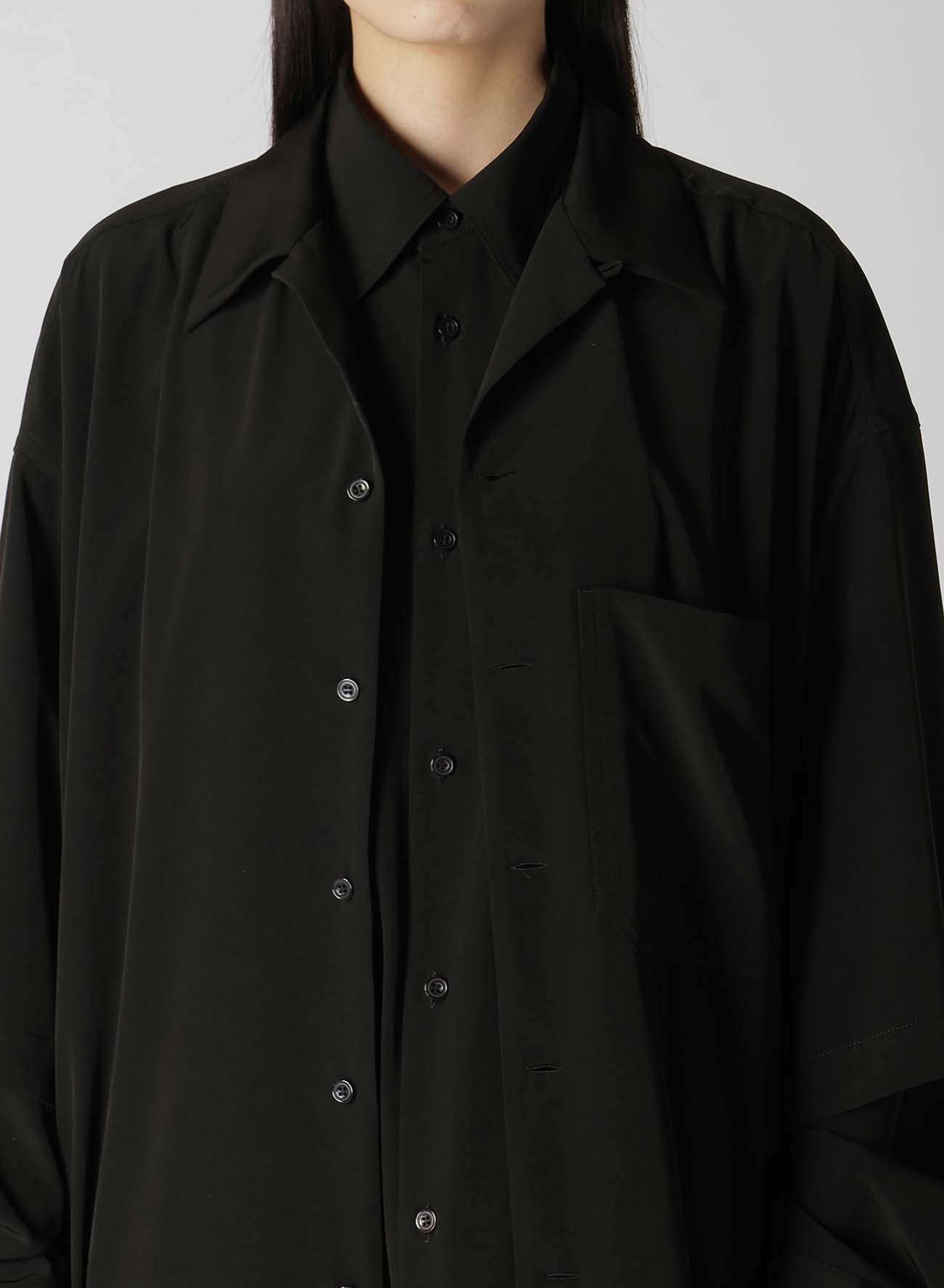 TRIACETATE/POLYESTER DOUBLE LAYERED LONG SHIRT