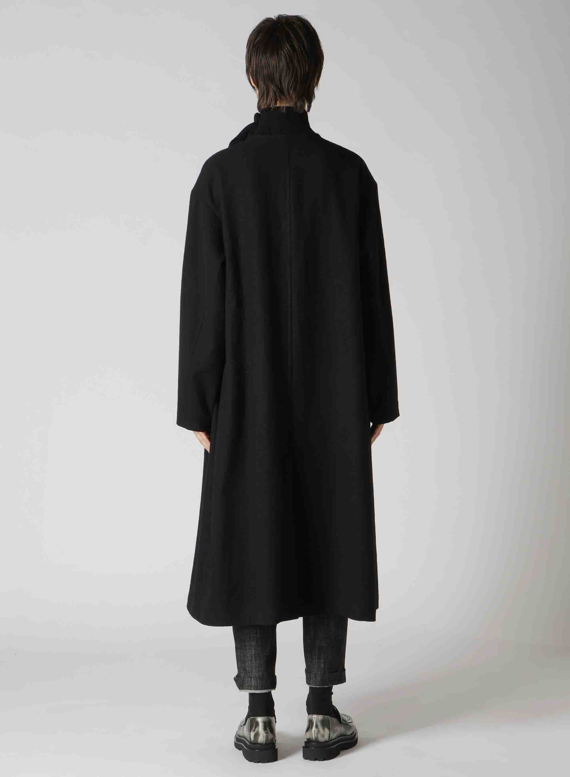 MILLING WOOL SERGE COLLARLESS WIND BREAKER COAT