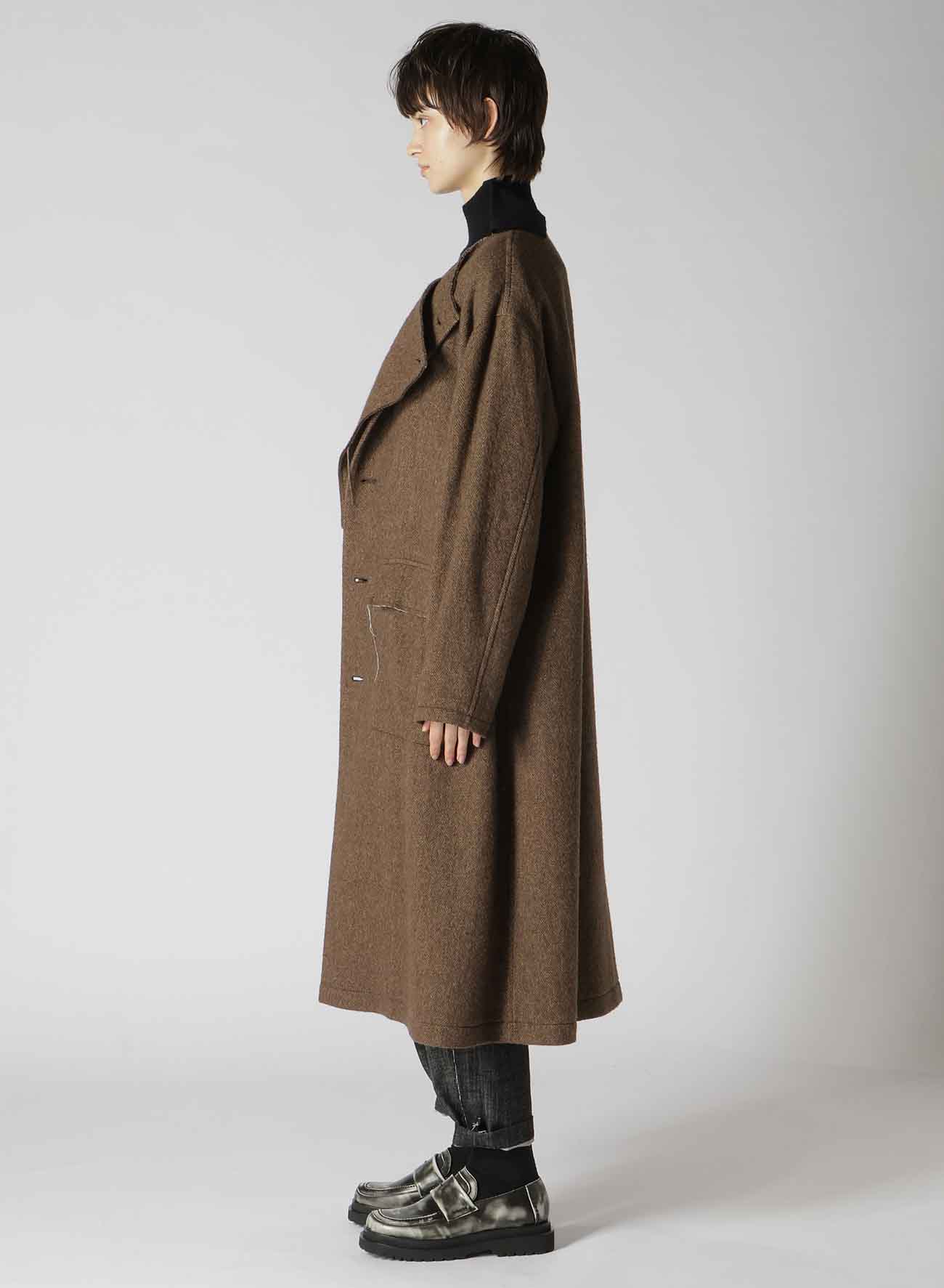 【11/1 12:00(JST) Release】W/LI HERRINGBONE COLLARLESS COAT