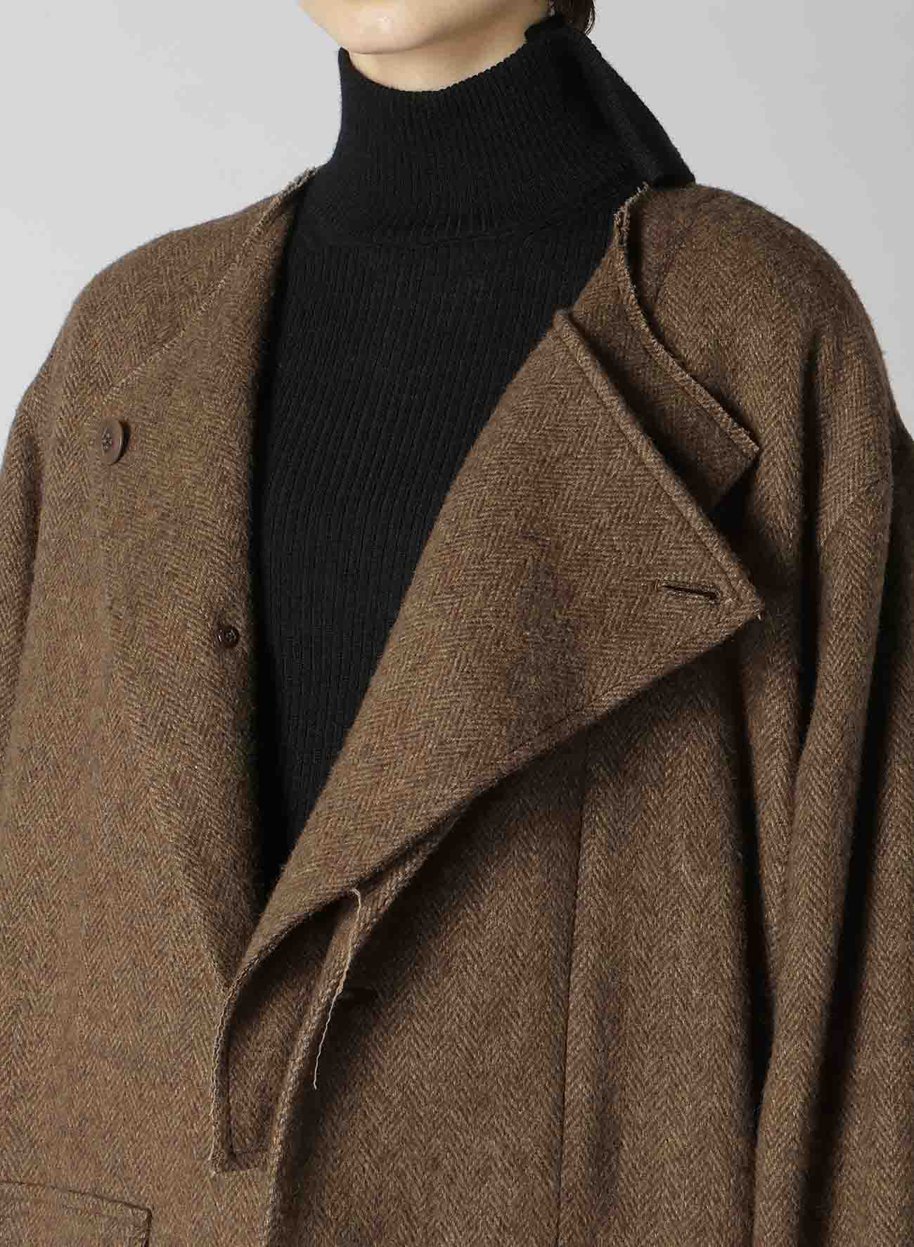 【11/1 12:00(JST) Release】W/LI HERRINGBONE COLLARLESS COAT