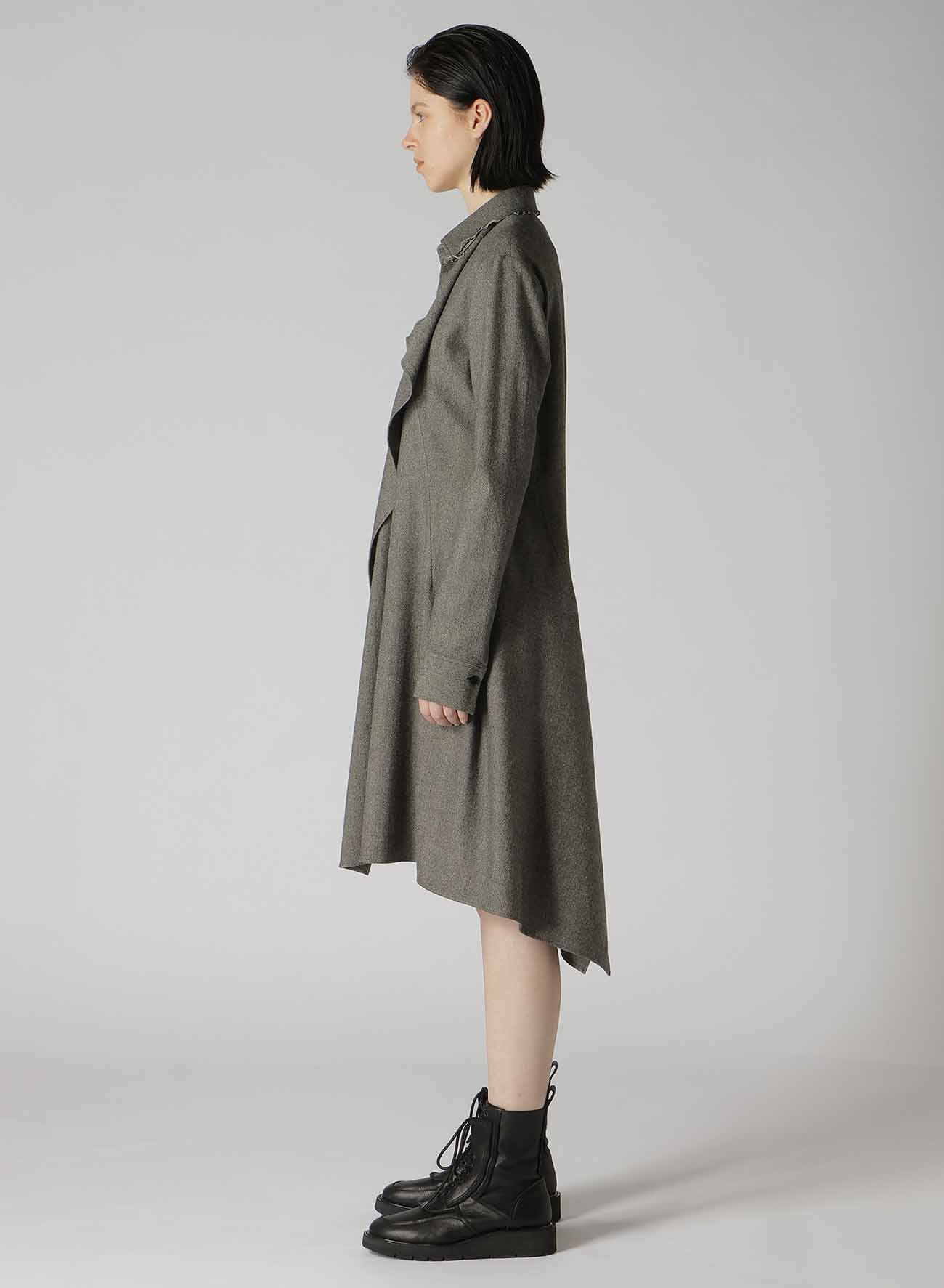 W/ MINI HERRINGBONE DRAPE SHIRT DRESS