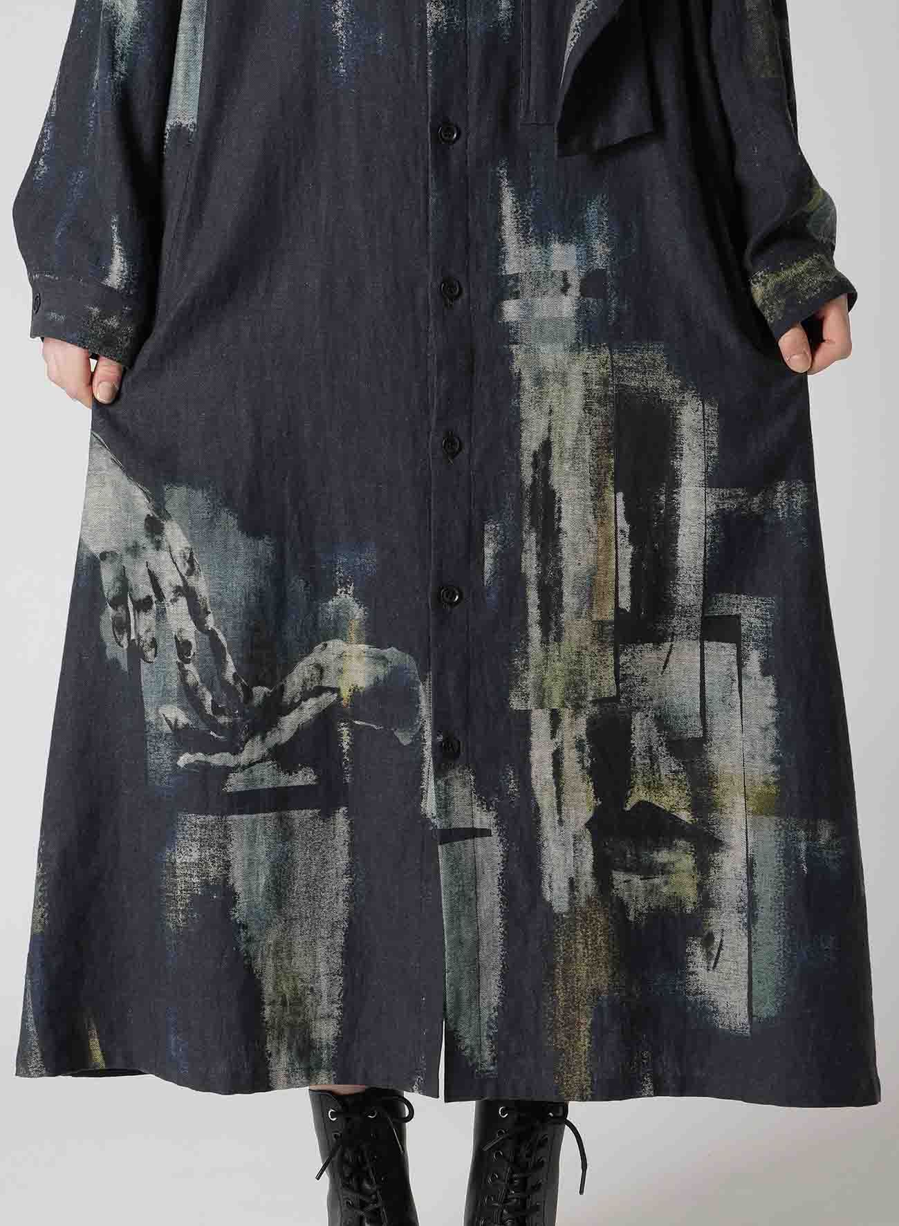 L/C DENIM CUBISM PRINT IRREGULAR SHIRT DRESS