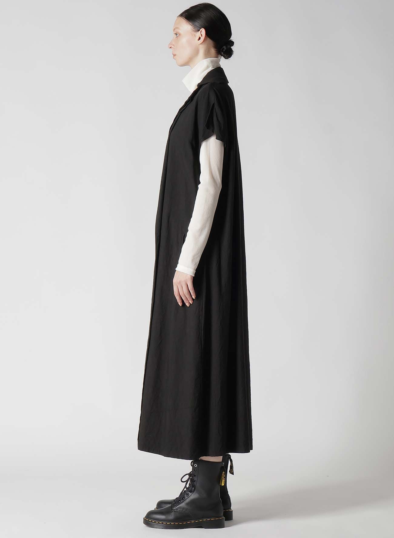 TWILL GARMENT WASH FRENCH SLEEVE DRESS