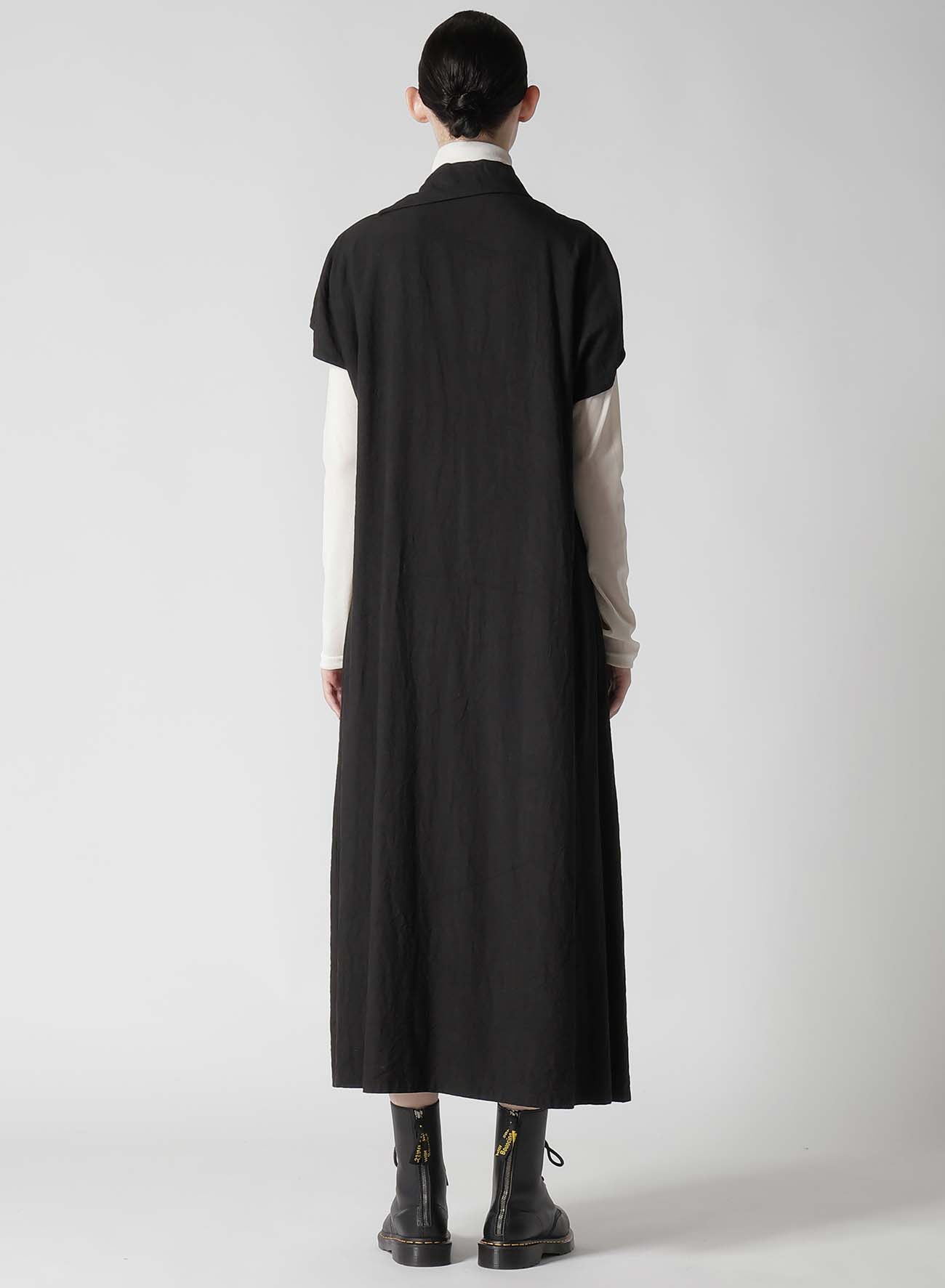 TWILL GARMENT WASH FRENCH SLEEVE DRESS