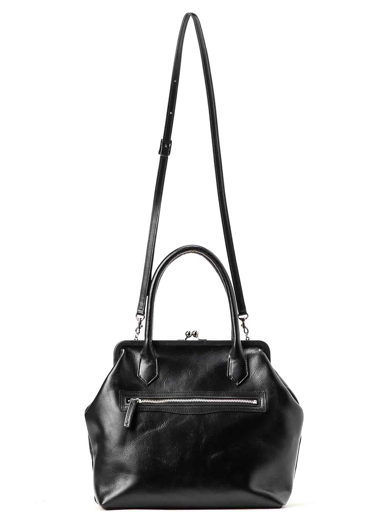 SEMI-GLOSS LEATHER3D BIG BAG W/ CLASP