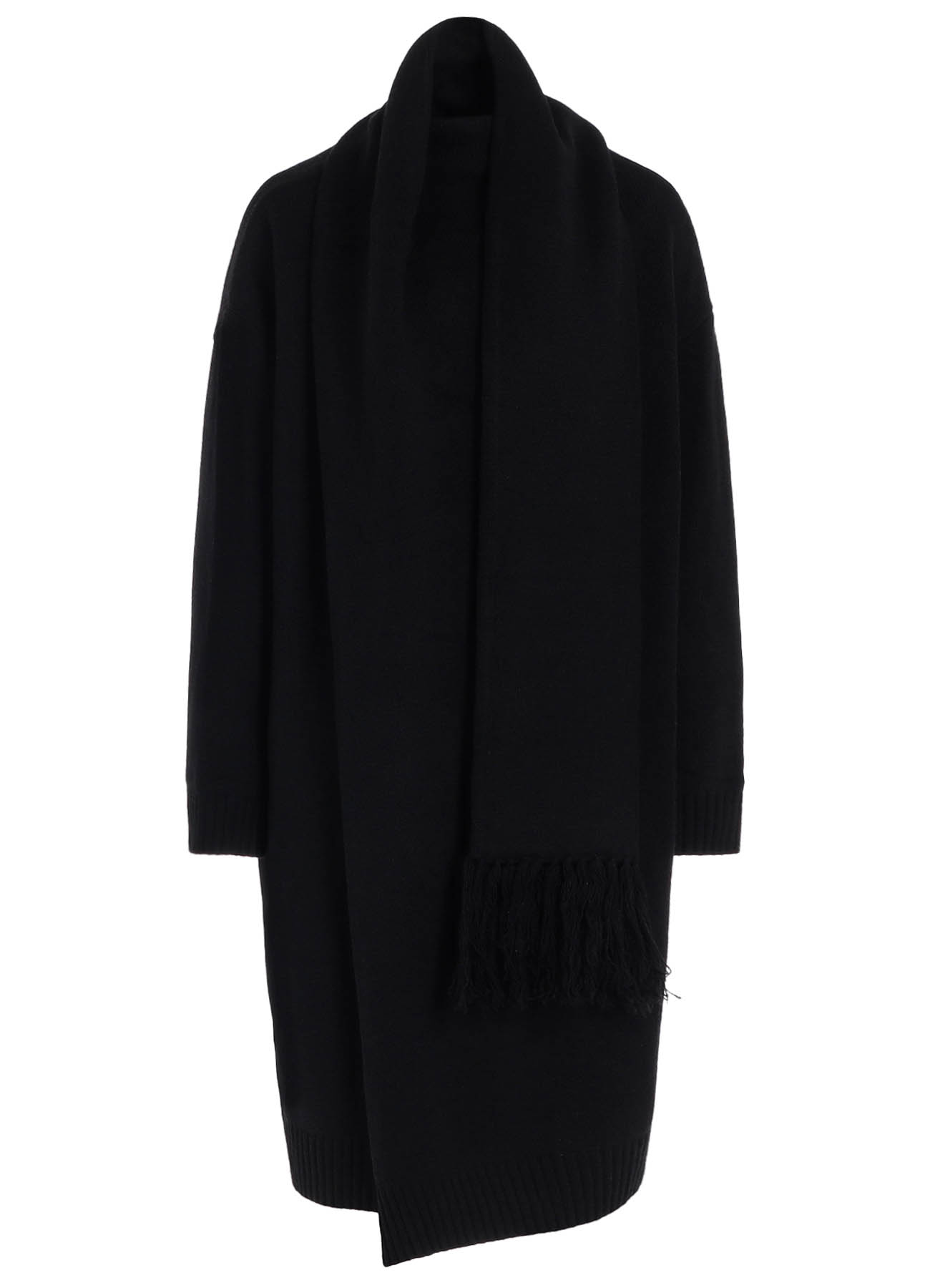 JERSEY FRINGE LONG BIG PULLOVER WITH SCARF