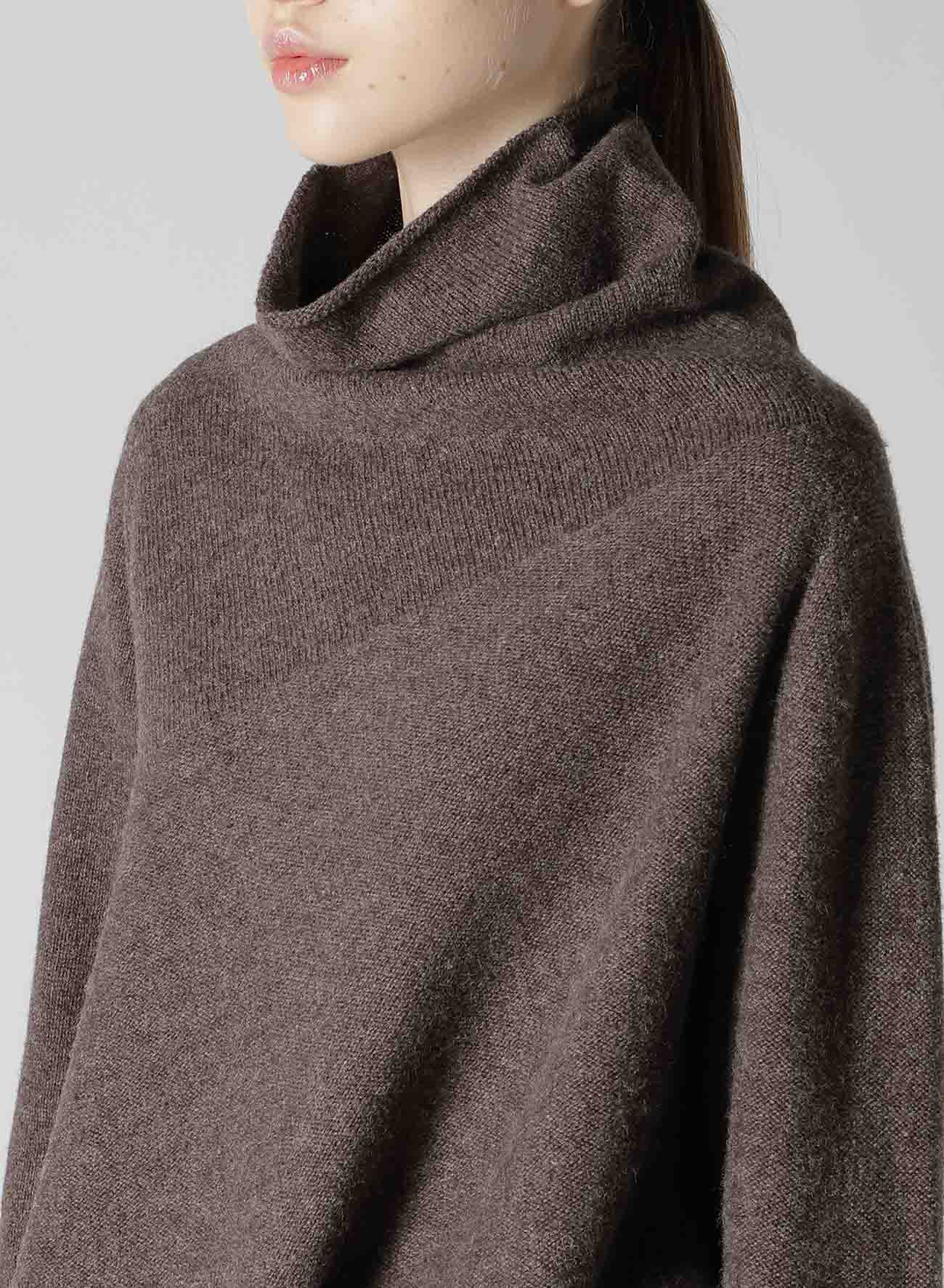 WOOL JERSEY DRAPE COLLAR PULLOVER