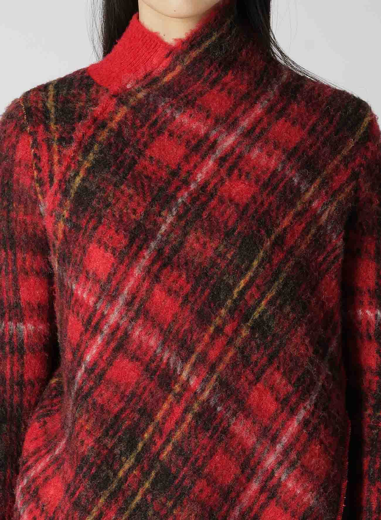 ASYMMETRIC TARTAN CHECK KNIT