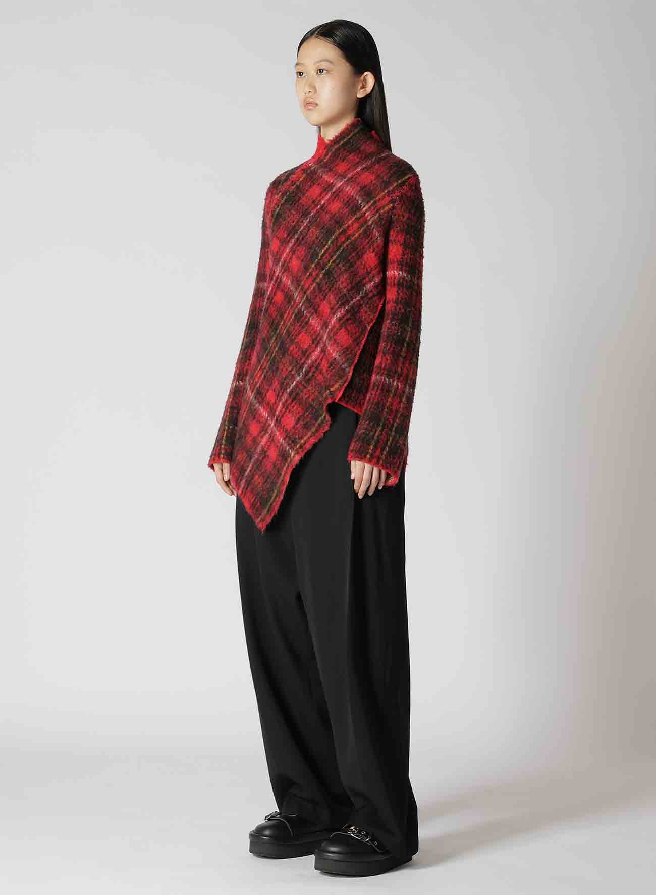 ASYMMETRIC TARTAN CHECK KNIT