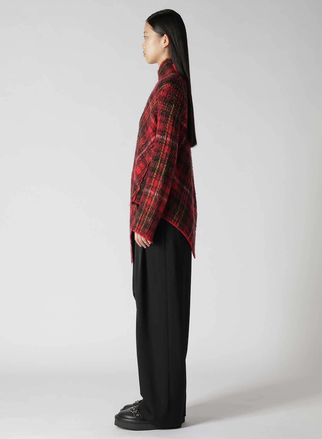 ASYMMETRIC TARTAN CHECK KNIT