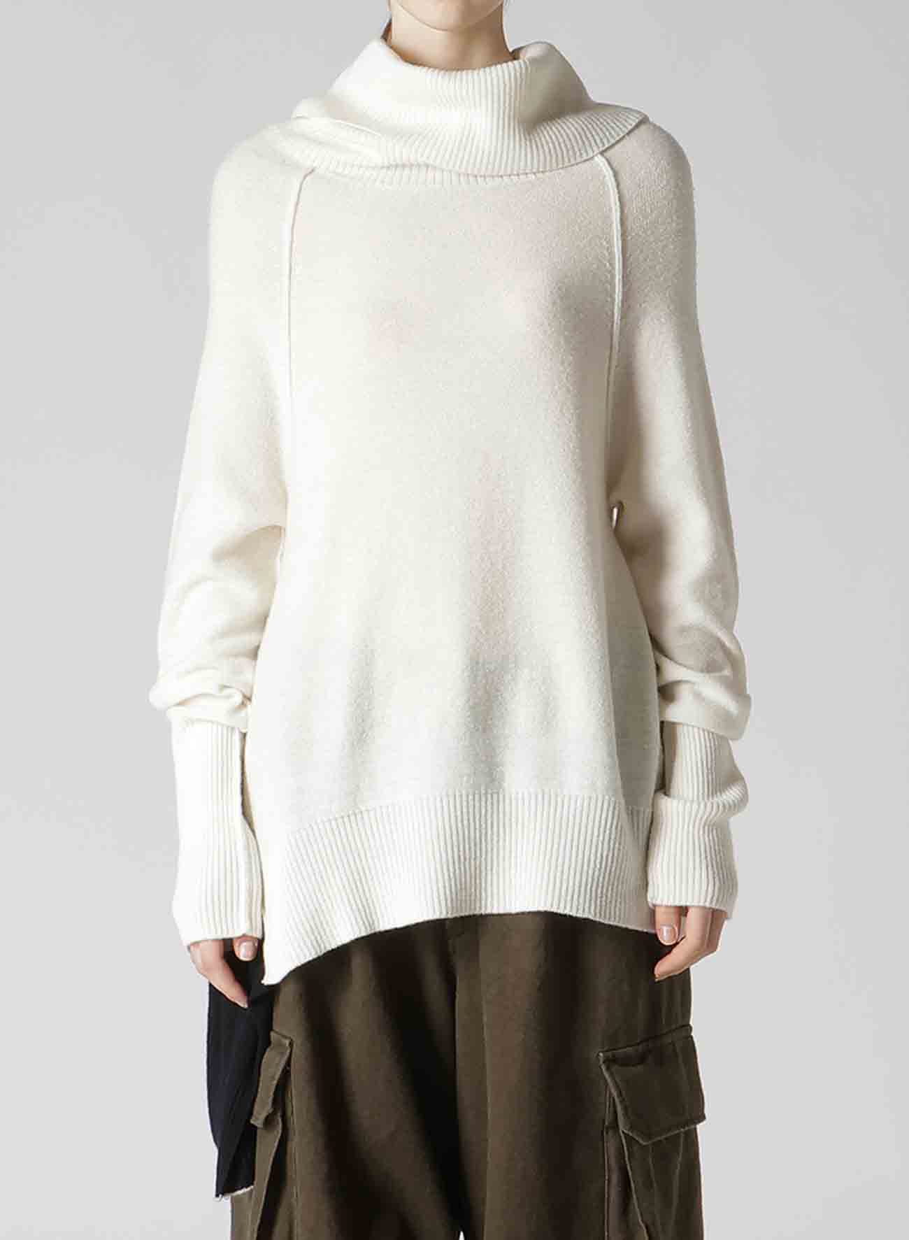 【11/1 12:00(JST) Release】REVERSE STITCHES OFF NECK SIDE DRAPE KNIT