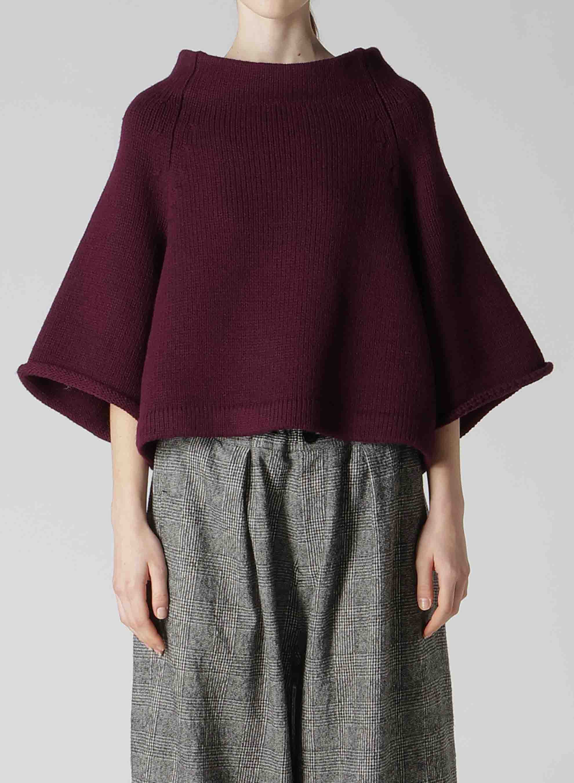 LAMB WOOL JERSEY ROLLED SLEEVE PULLOVER