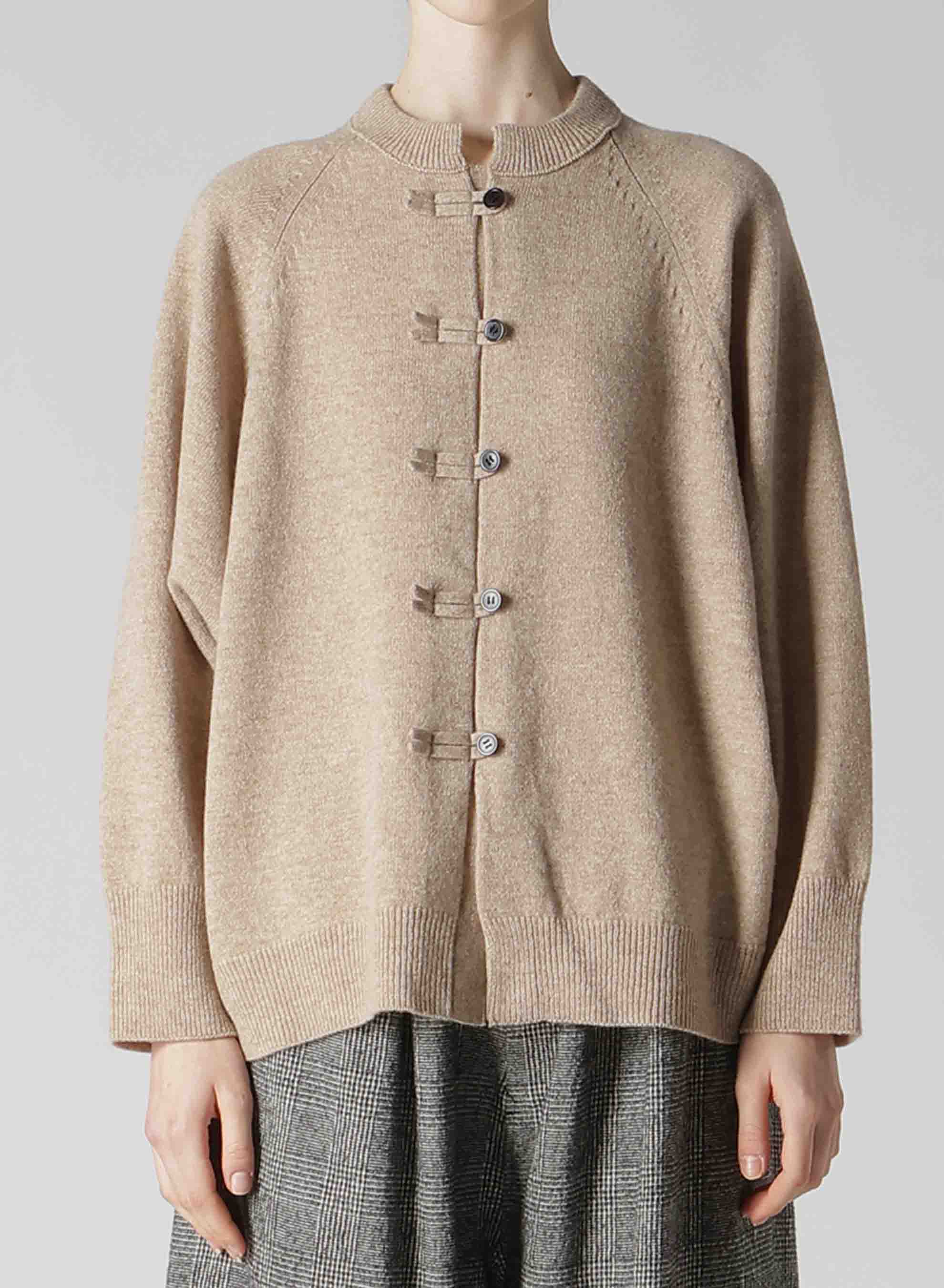 LAMB WOOL JERSEY CHINA BUTTON CARDIGAN