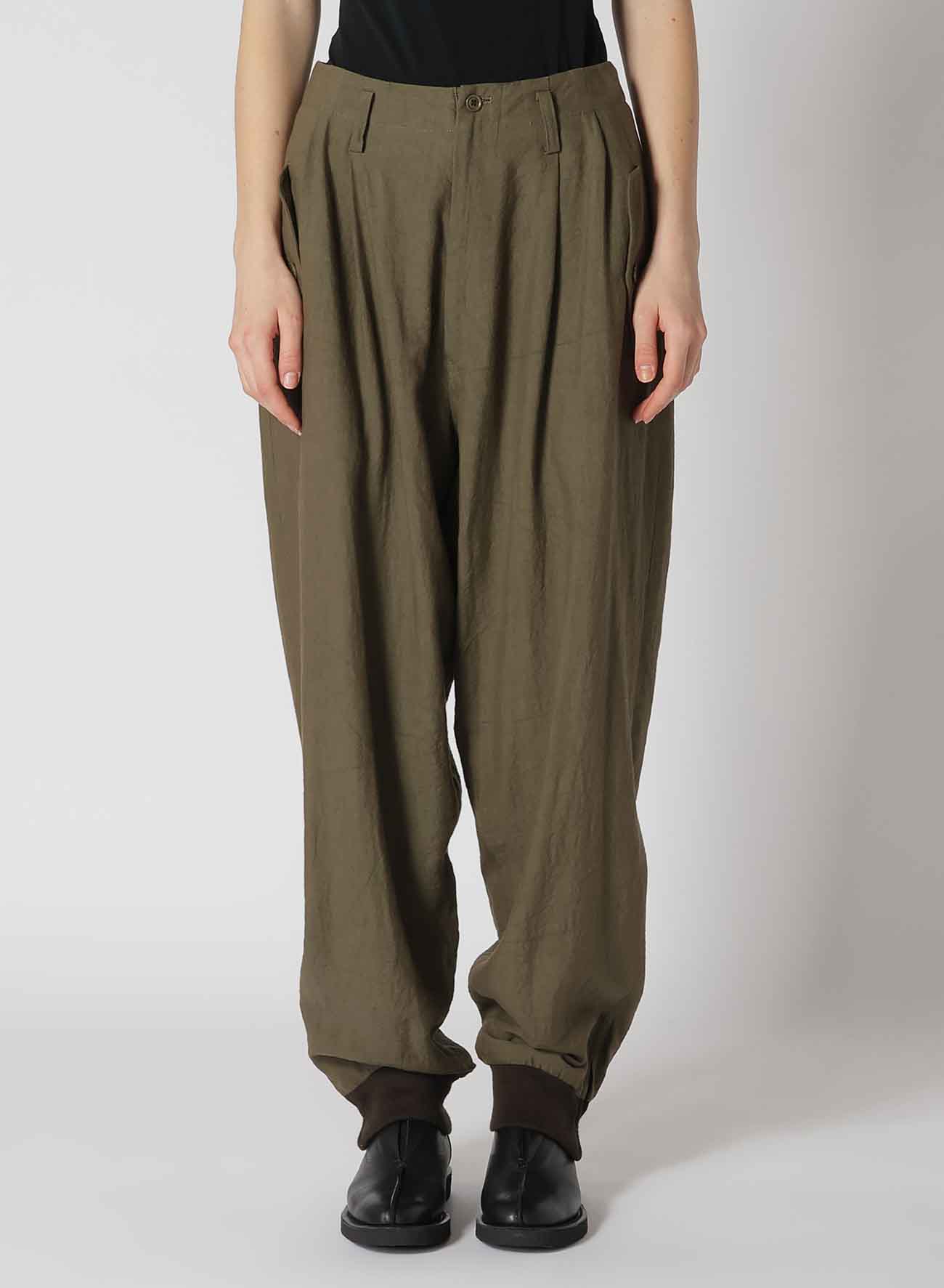 TWILL GARMENT WASH RIB SLEEVE PANTS