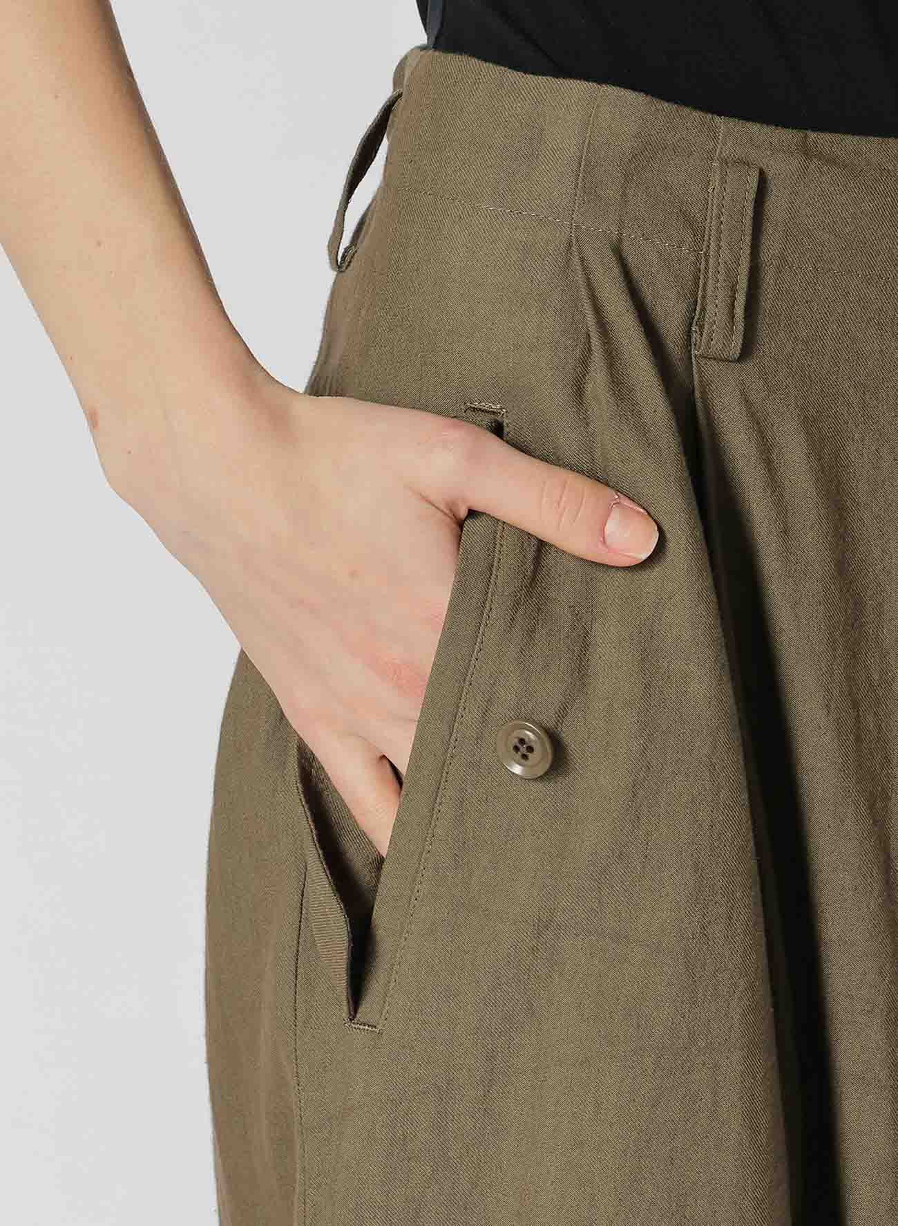 TWILL GARMENT WASH RIB SLEEVE PANTS