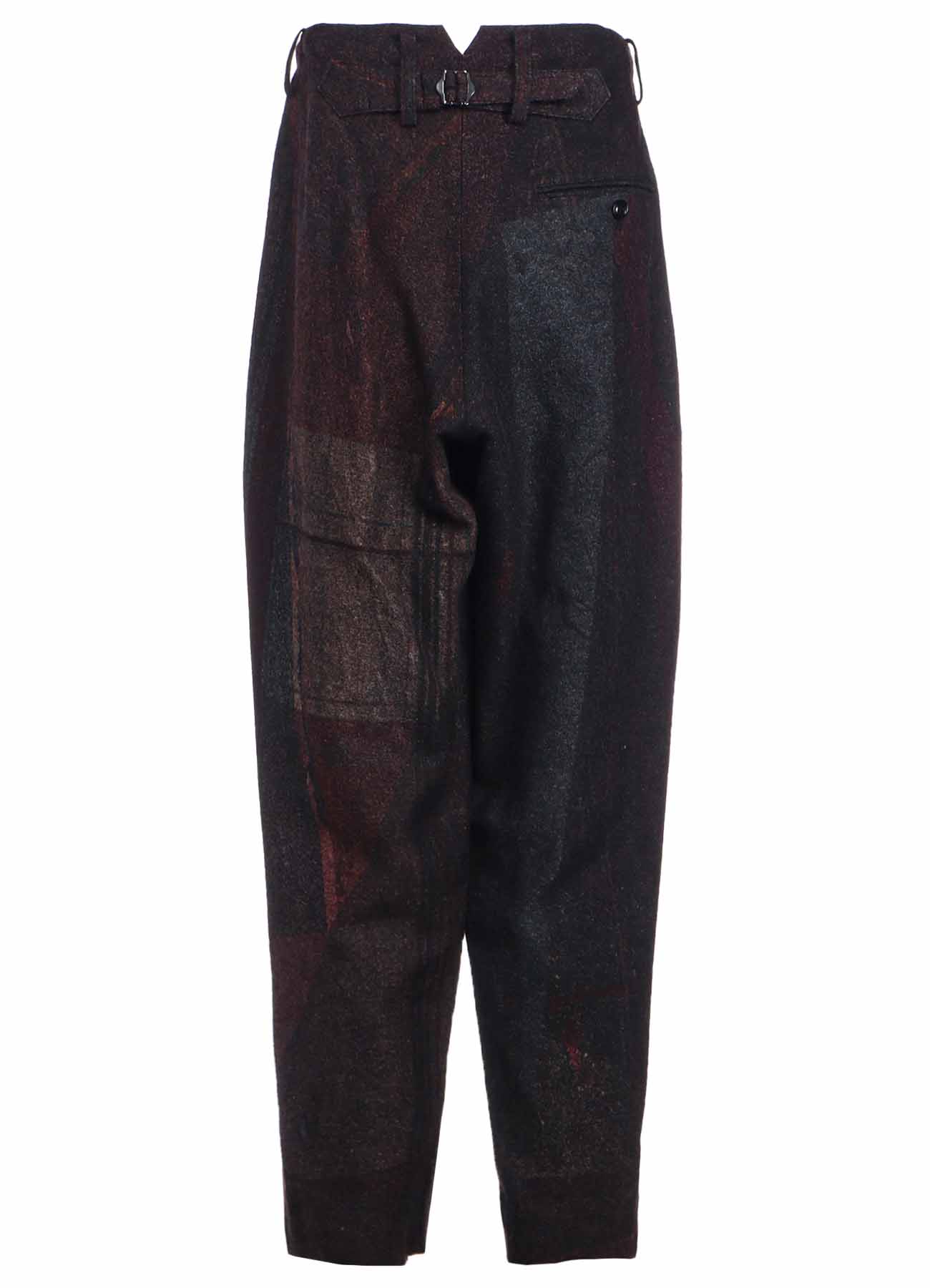 RAISED C/W TWILL PEALED CHECK PT DOUBLE TUCK WIDE PANTS