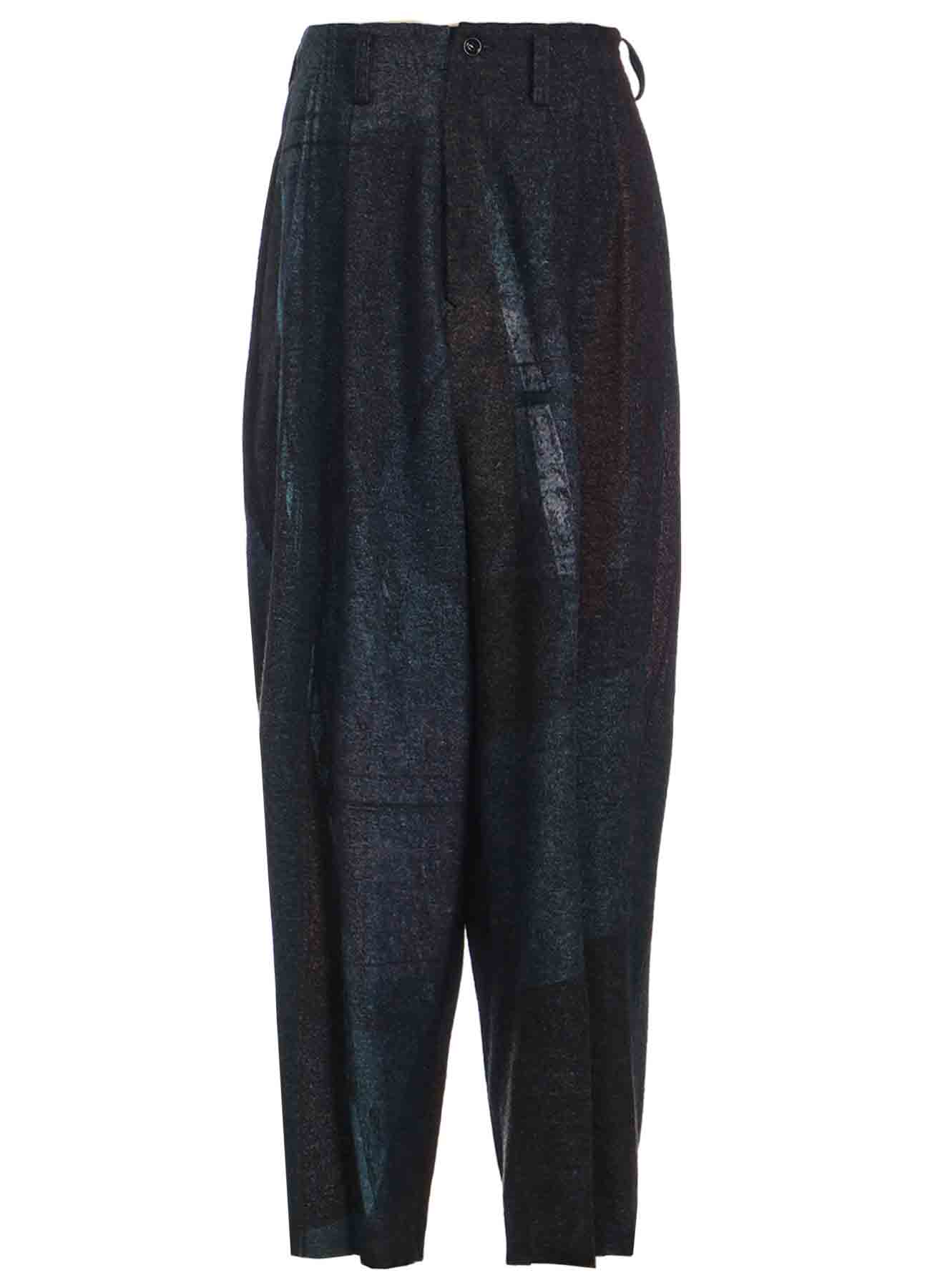 RAISED C/W TWILL PEALED CHECK PT DOUBLE TUCK WIDE PANTS