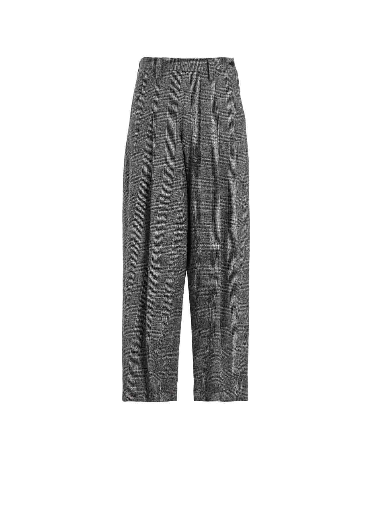 COTTON WOOL GLEN CHECK SIDE OPEN PANTS