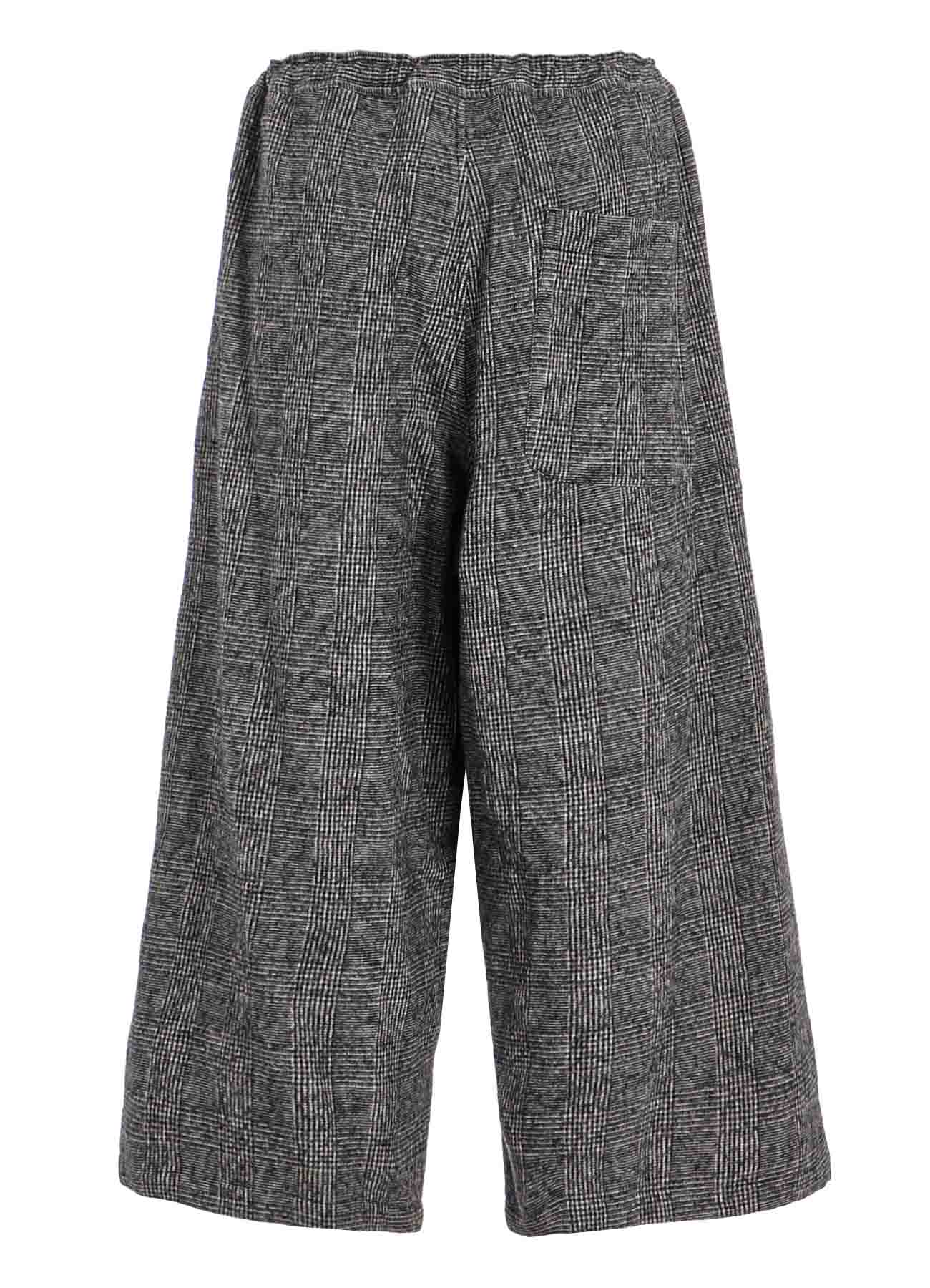 COTTON WOOL GLEN CHECK FRONT TUCK WIDE PANTS