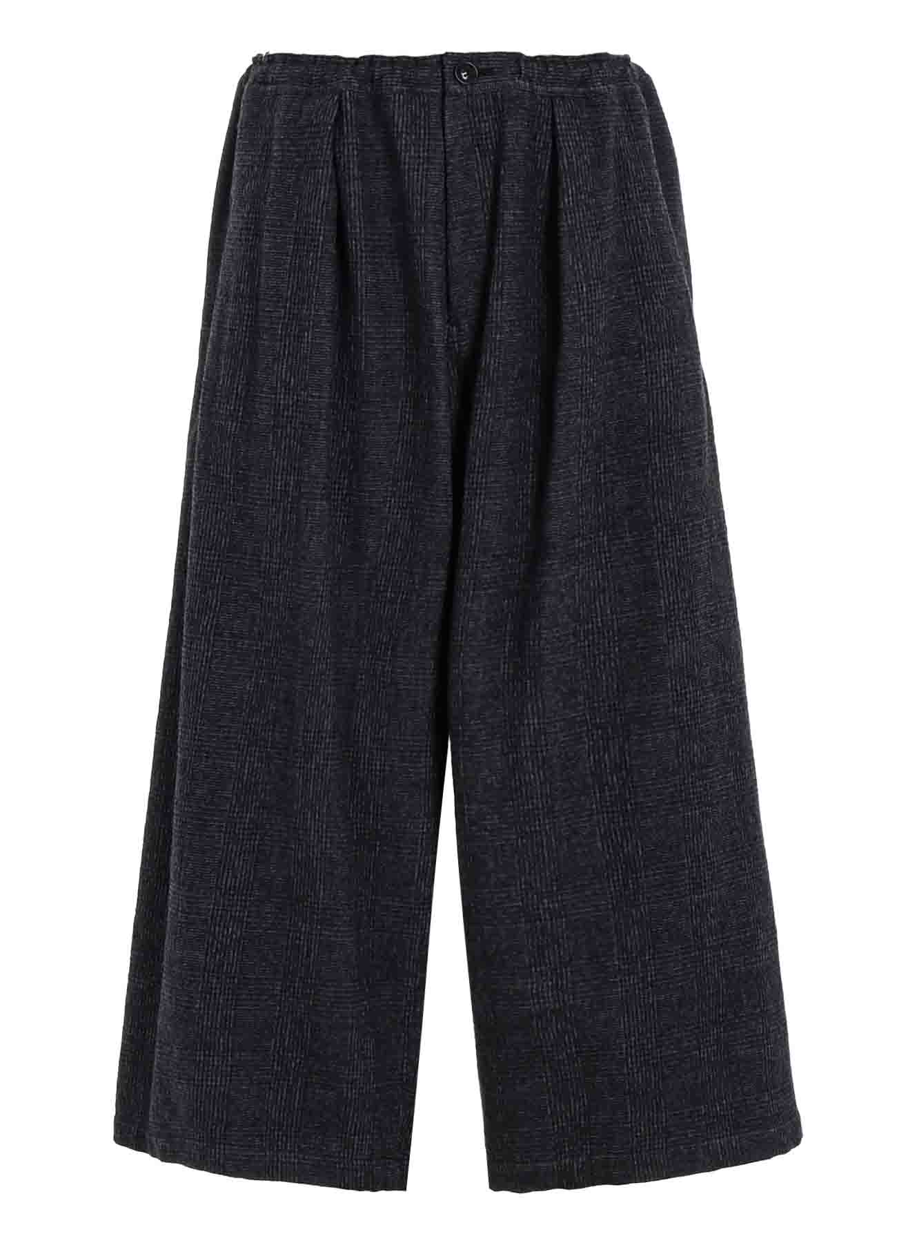 COTTON WOOL GLEN CHECK FRONT TUCK WIDE PANTS