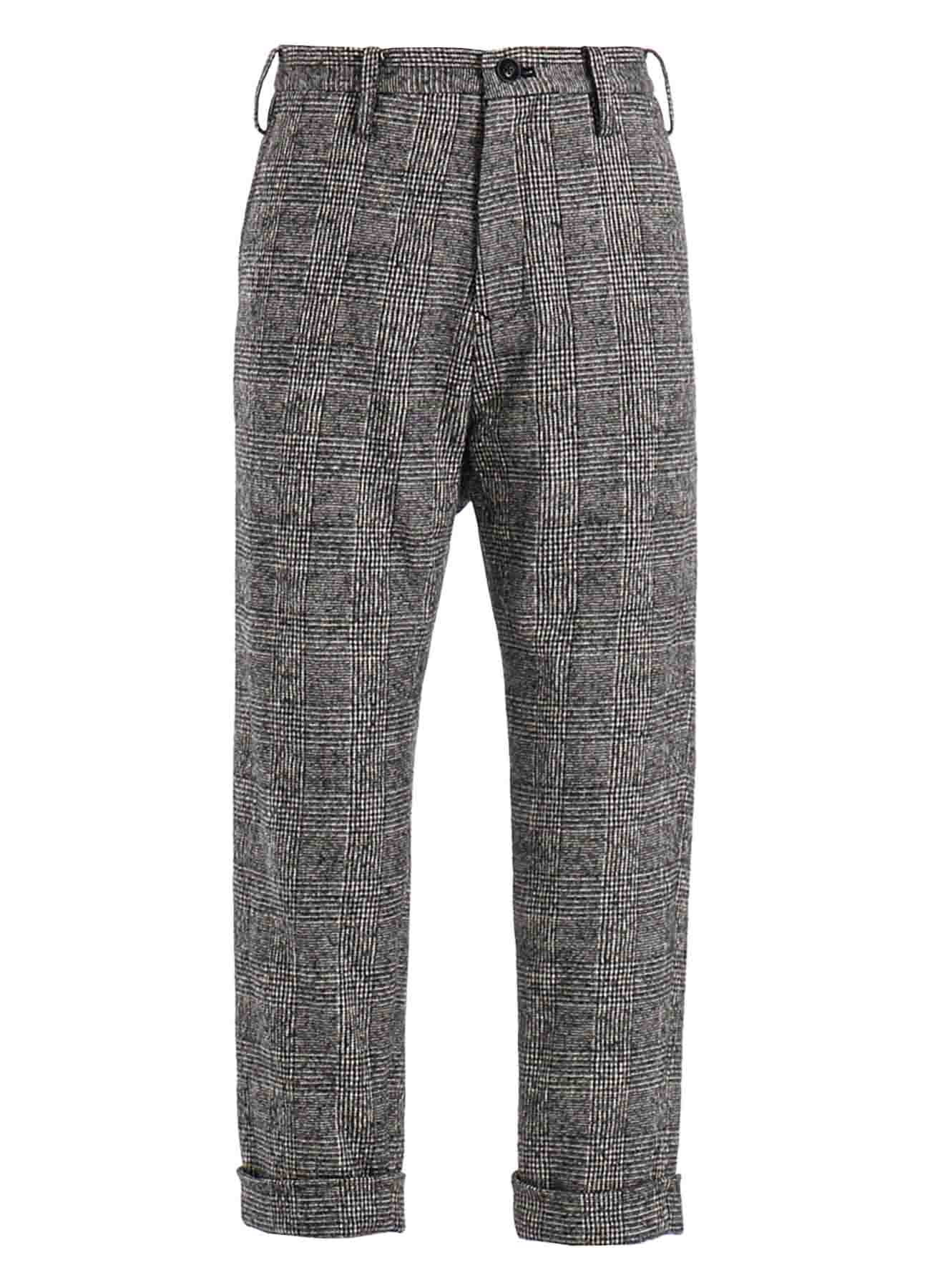 COTTON WOOL GLEN CHECK MACKIN SLIM PANTS