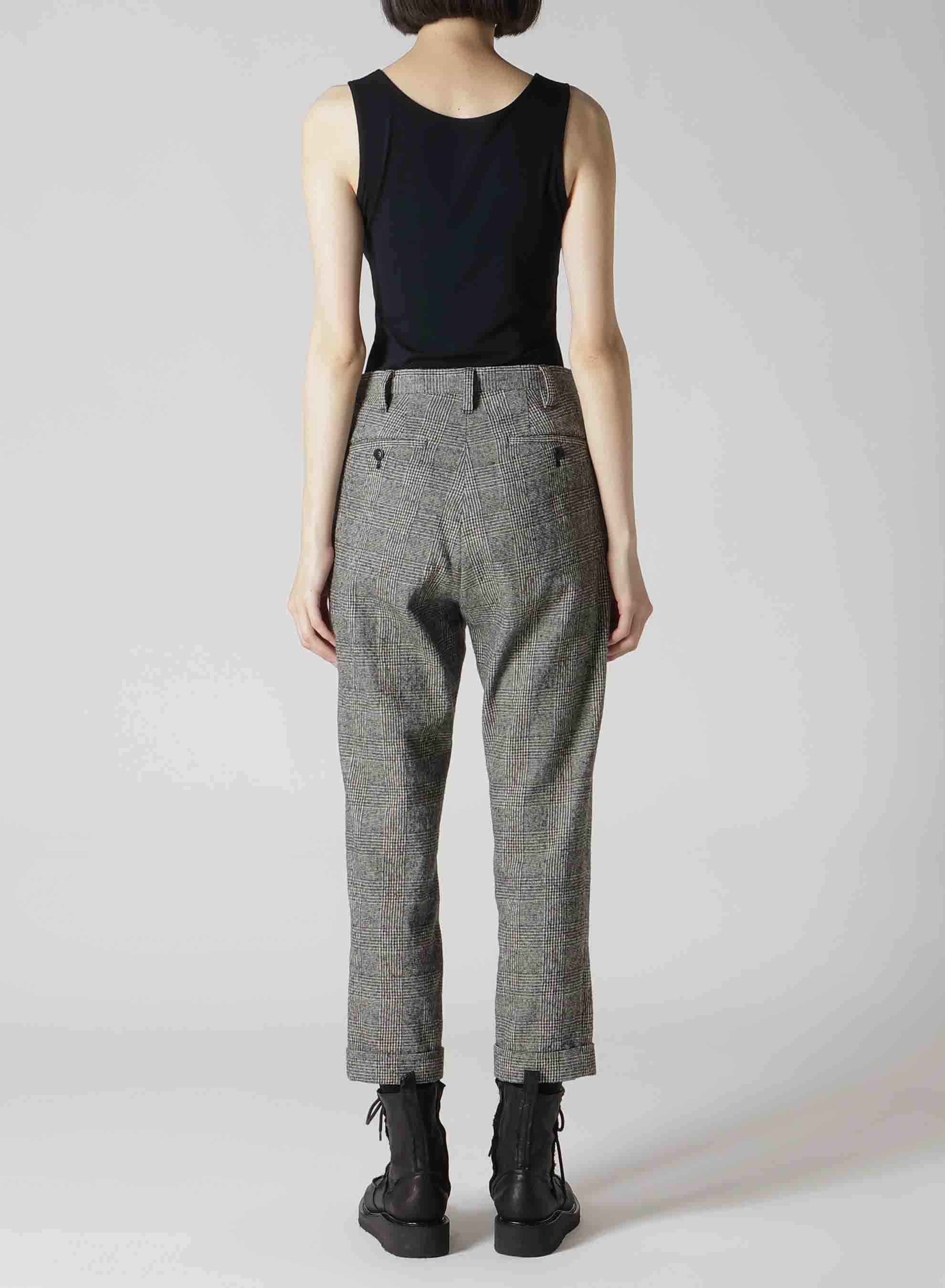 COTTON WOOL GLEN CHECK MACKIN SLIM PANTS