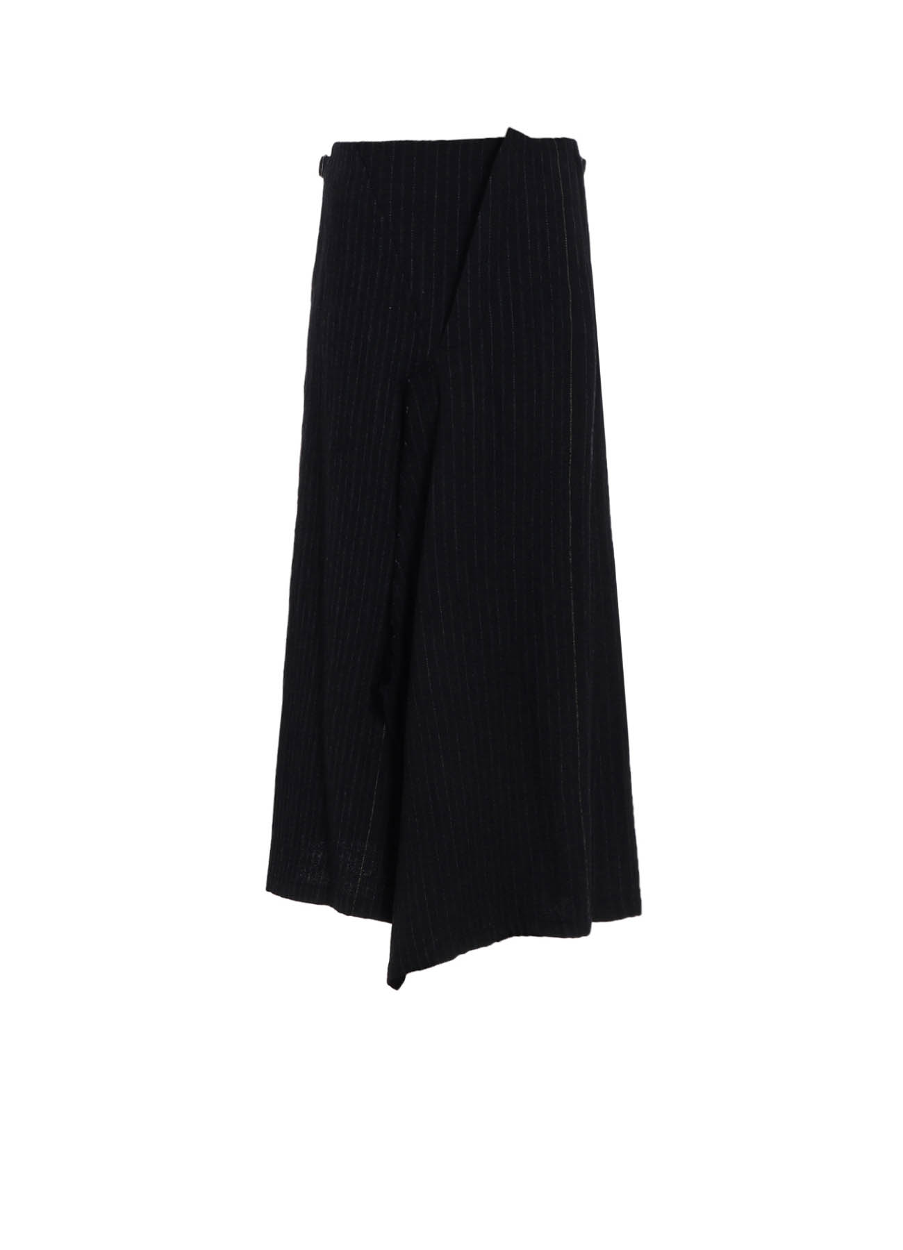 WOOL PINSTRIPE LEFT SIDE PATCH SKIRT PANTS