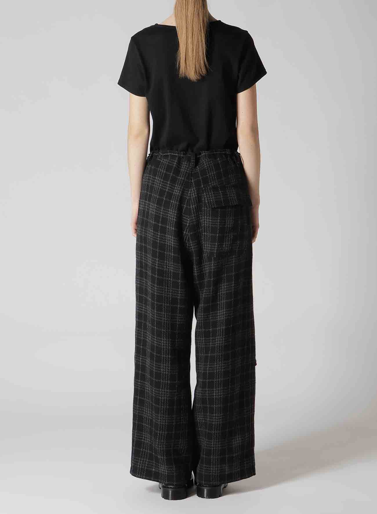 W/ CHECK RED STITCH LONG STRAIGHT PANTS